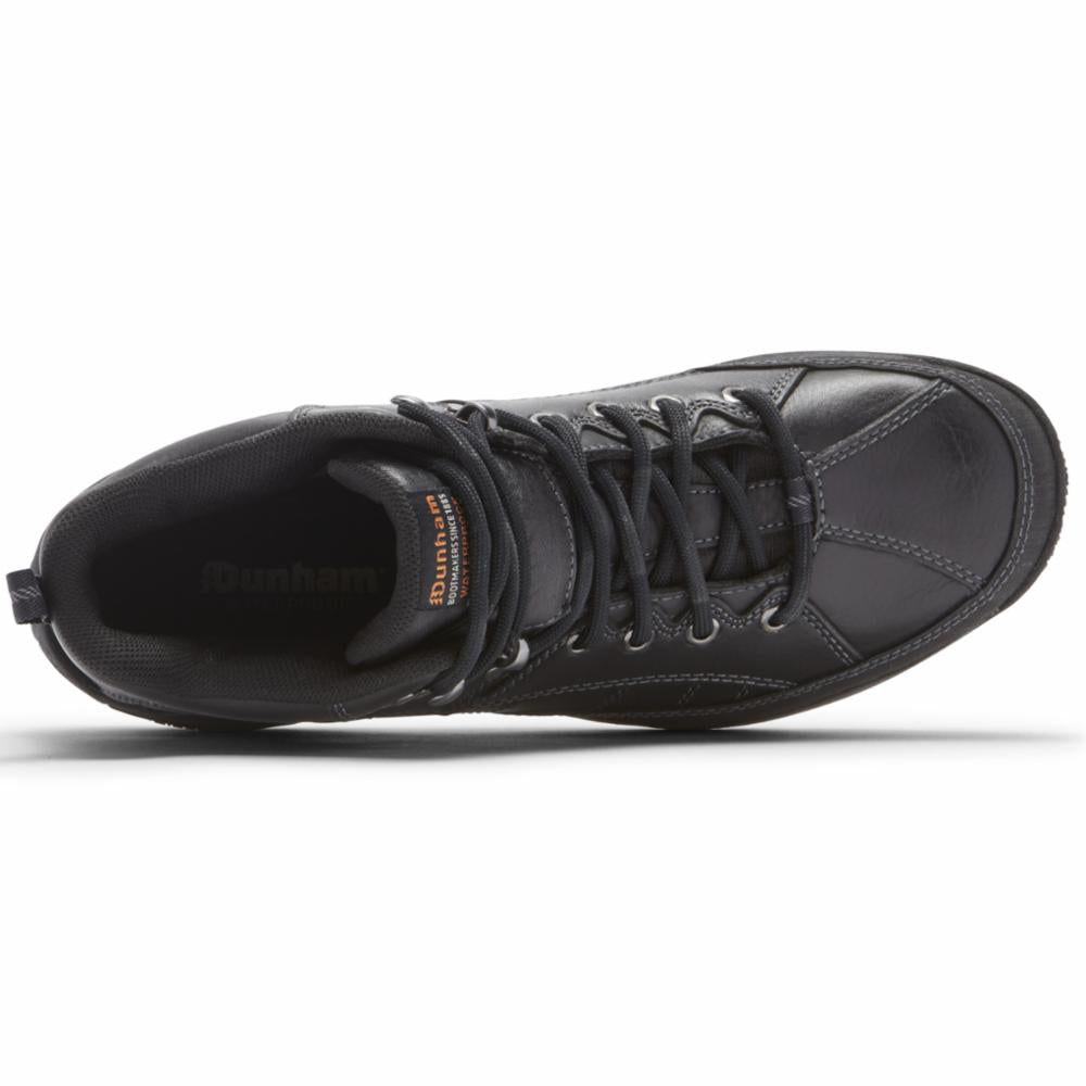 Dunham Men's Lawrence Mid Ludlow Black 2E Wide Work Boots - Durable Comfort for Construction, Hiking & Outdoor Activities