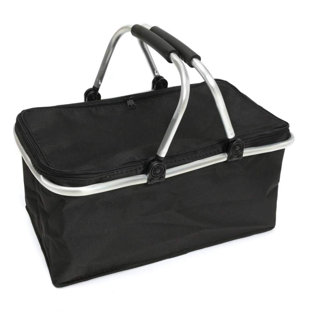 Insulated Folding Picnic Basket - Portable Cooler Hamper for Camping, Beach & Outdoor Picnics | Leak-Proof Food Storage Bag with Handle | Perfect for Picnics, Tailgating & Family Outings