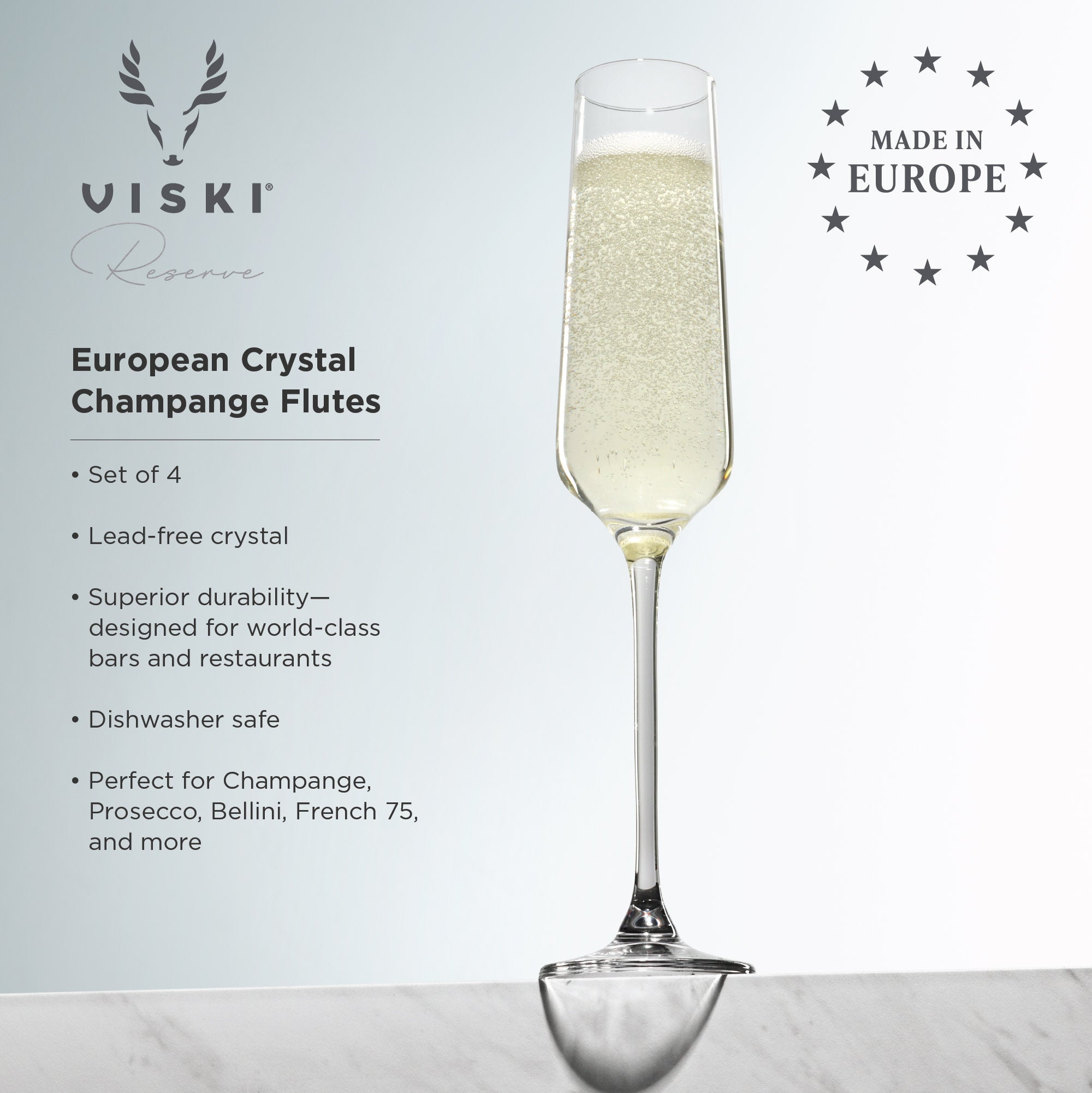 Premium Inez Crystal Champagne Flutes Set of 4 - Elegant Glassware for Weddings, Anniversaries & Special Celebrations