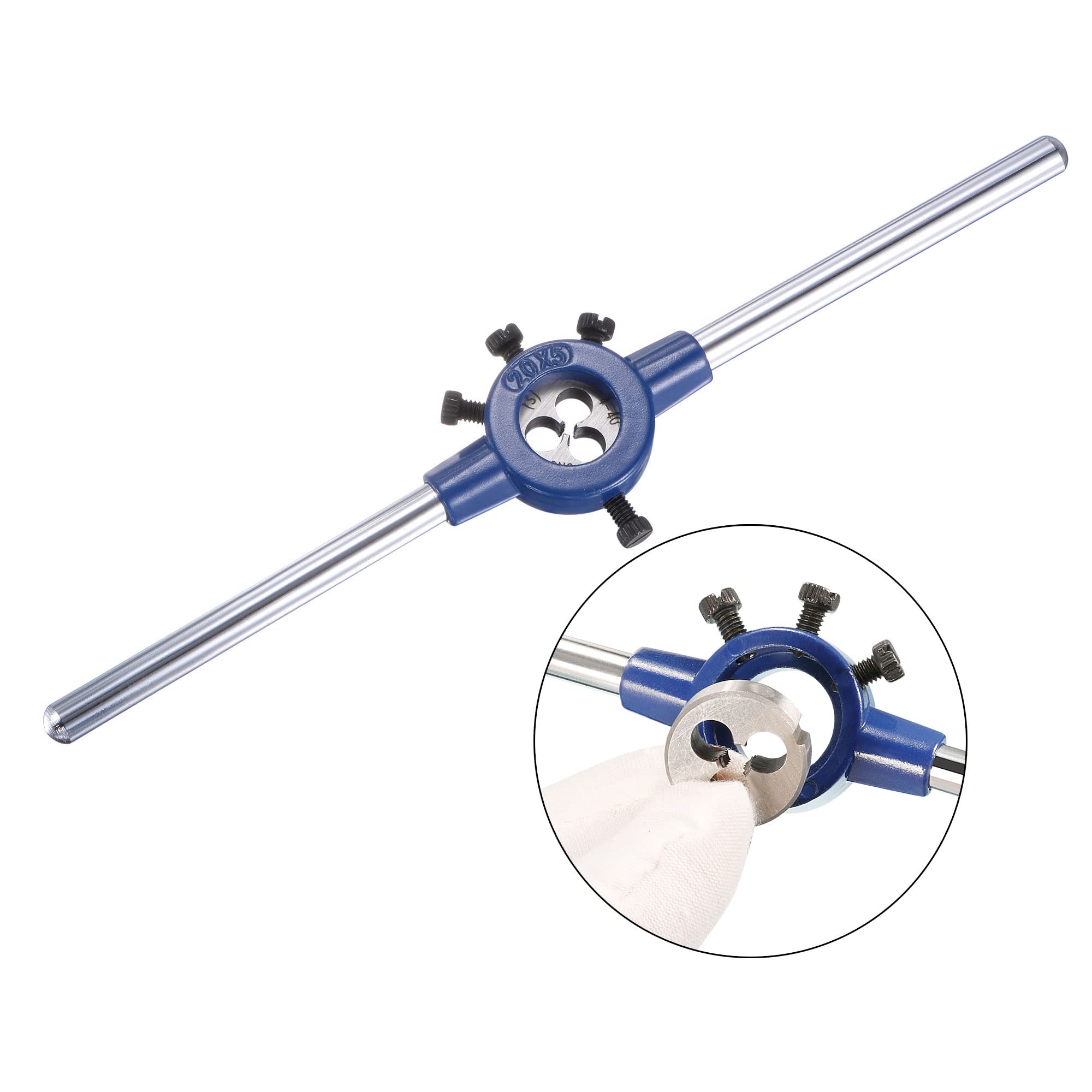 uxcell 5-40 UNC High Speed Steel Tap and Die Set with 20mm Round Die Stock Handle Wrench - Professional Machine Threading Tools for Metalworking, DIY Repairs & Automotive Maintenance