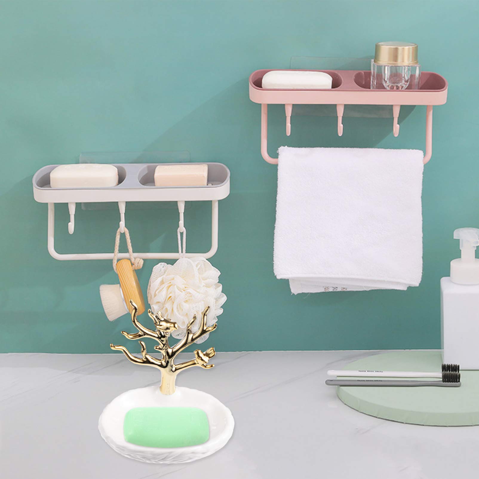 1pc Ceramic Soap Dish Holder - Jewelry Rack Tray & Draining Soap Organizer for Bathroom - Perfect for Bathroom Countertops, Vanities, and Shower Storage