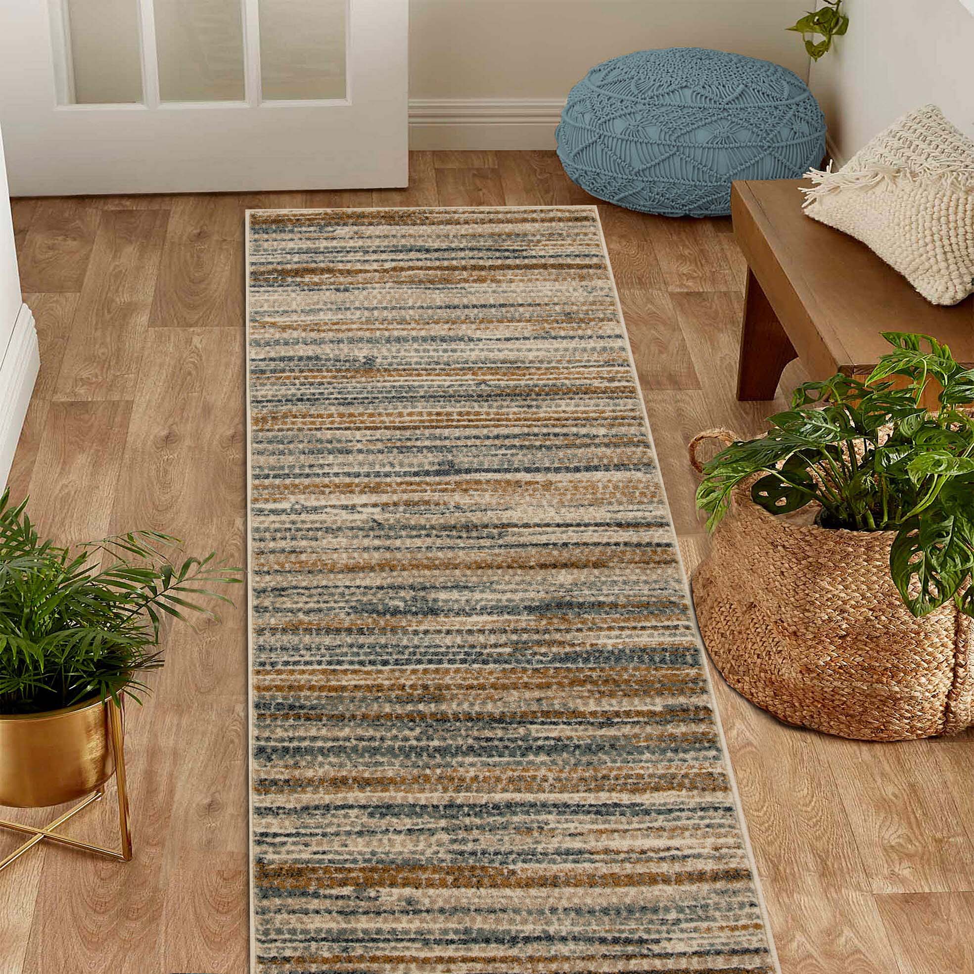 Montauk Striped Pastel Indoor Area Rug - Soft Bohemian Style Living Room Carpet for Bedroom, Nursery & Dorm Decor