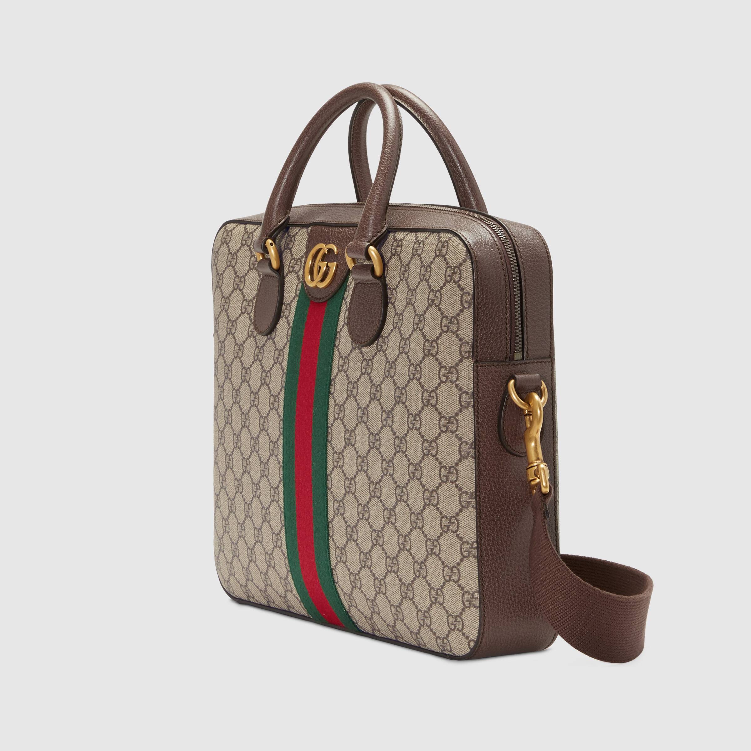 Gucci Ophidia GG Monogram Leather Briefcase for Men & Women - Luxury Work Bag for Office, Business Travel & Professional Meetings