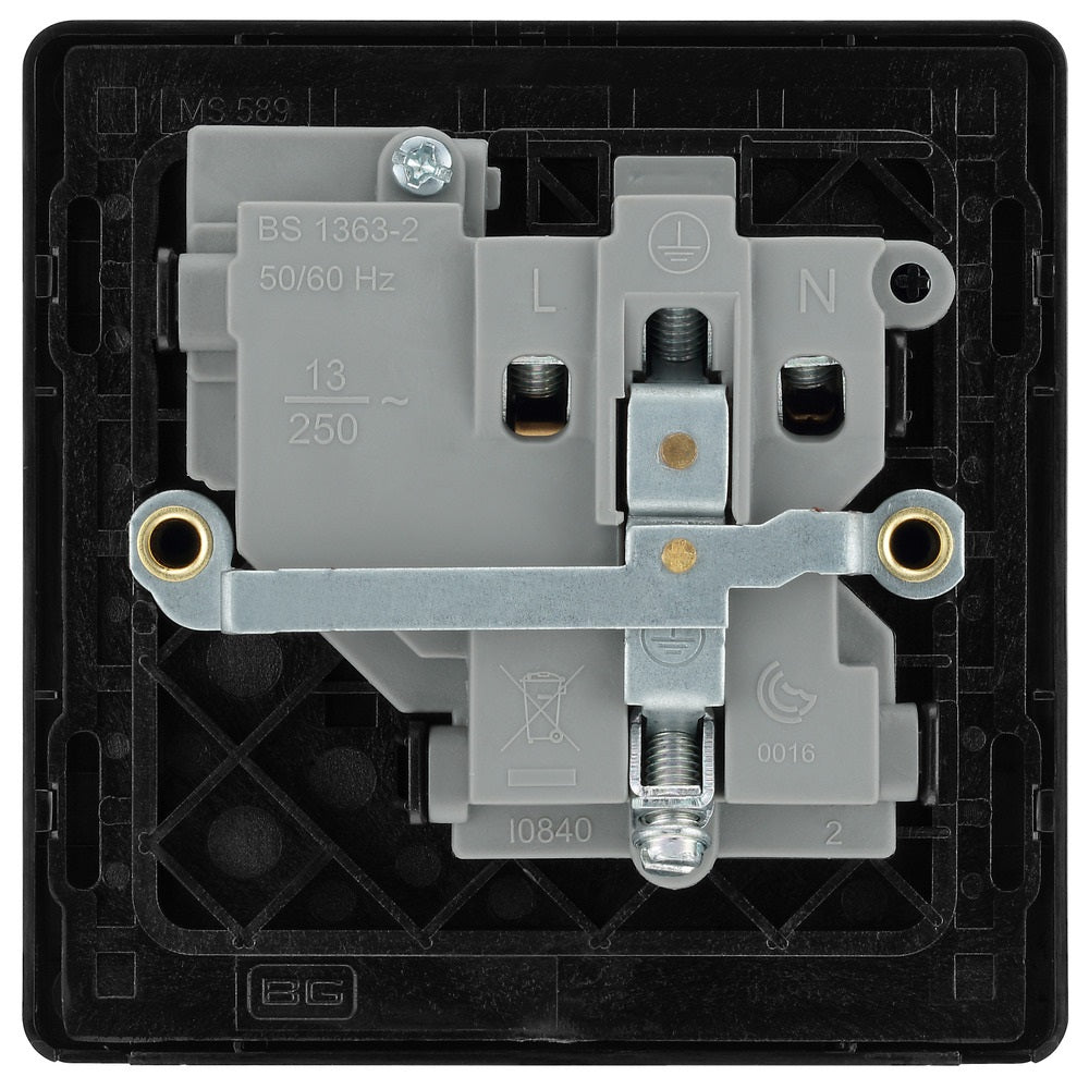 BG Evolve Satin Brass 13A Single Socket - Modern Electrical Outlet for Home & Office - Perfect for Bedrooms, Living Rooms and Workspaces