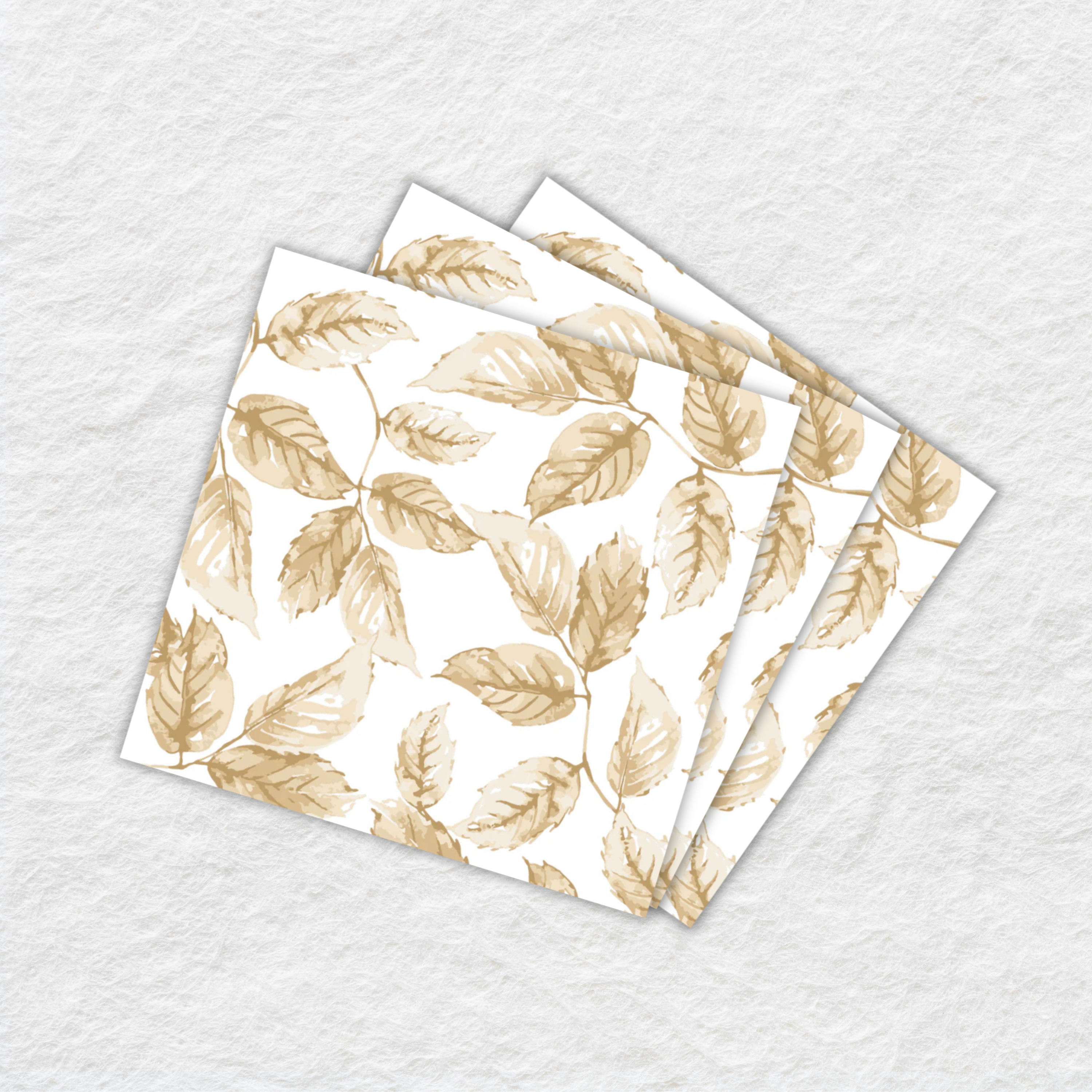 Premium Disposable Paper Cocktail Napkins 16 Pack - Elegant Gilded Leaves Design for Parties, Weddings & Home Entertaining