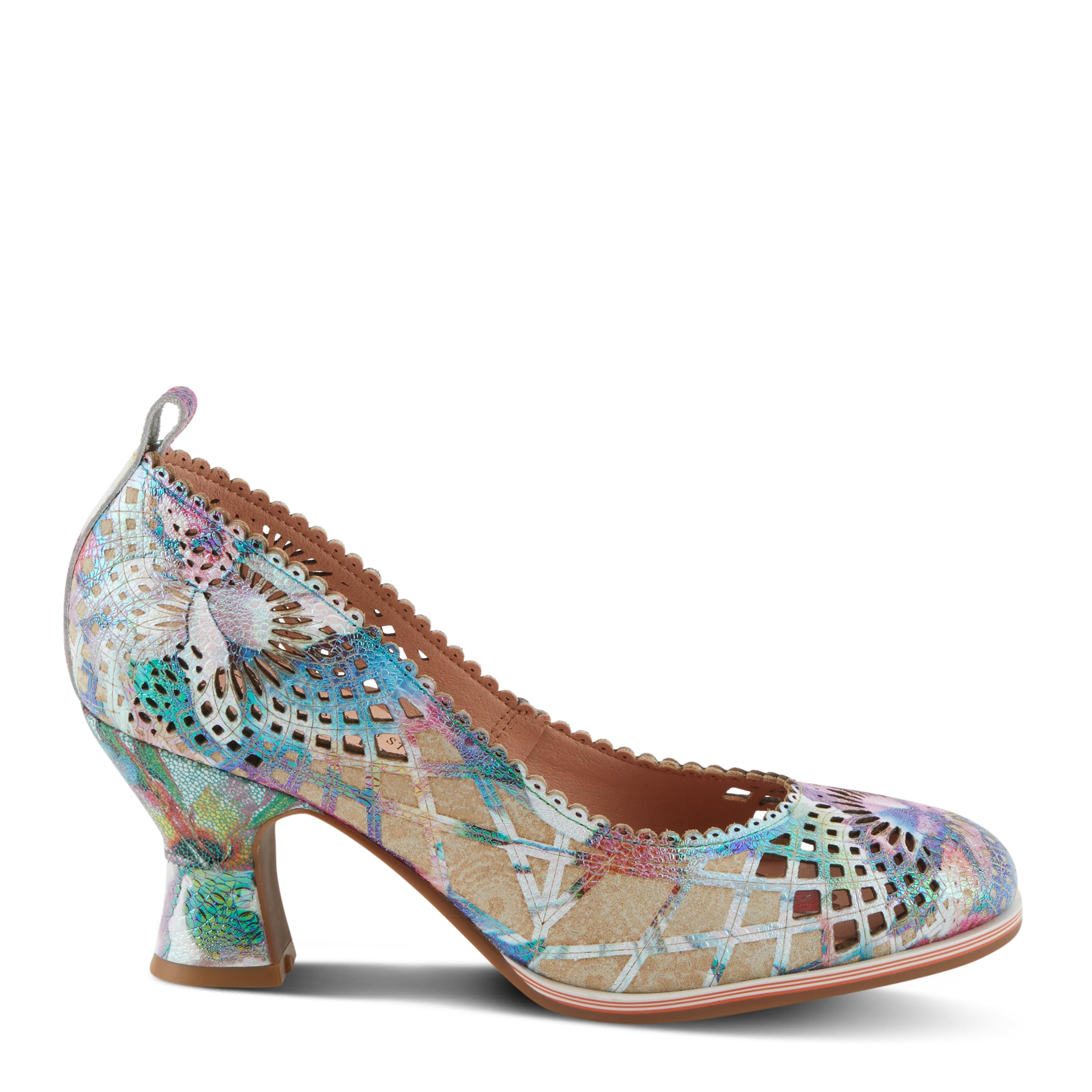 Spring Step L'Artiste Women's ADORAVEL Scalloped Pump - Metallic Leather Dress Shoes with Laser Cutouts & Leather-Wrapped Salsa Heel | Perfect for Office, Parties & Special Occasions
