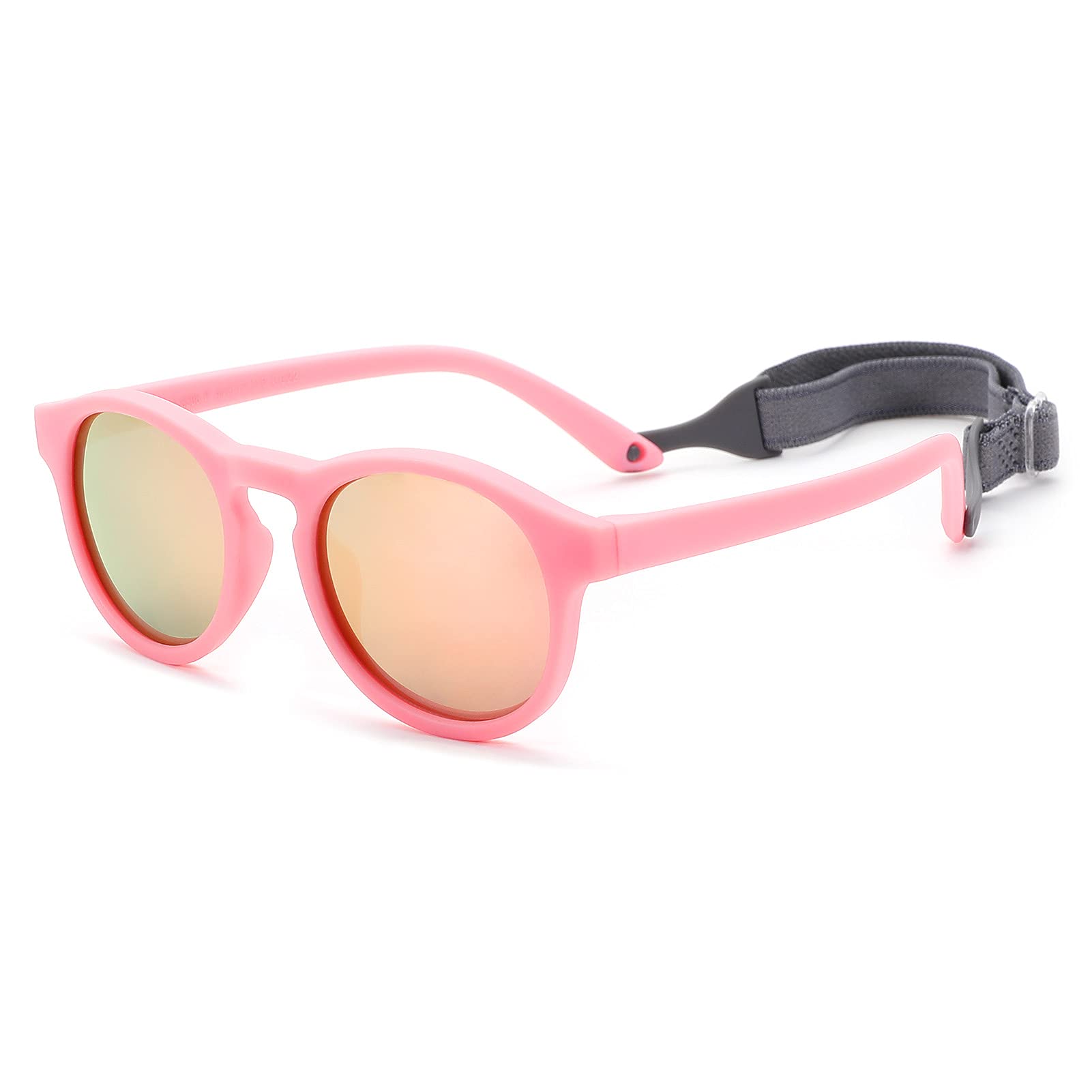COASION Polarized Baby Sunglasses for 0-2 Years - UV400 Protection, Flexible Round Frame with Adjustable Strap - Perfect for Beach, Outdoor Play & Car Rides