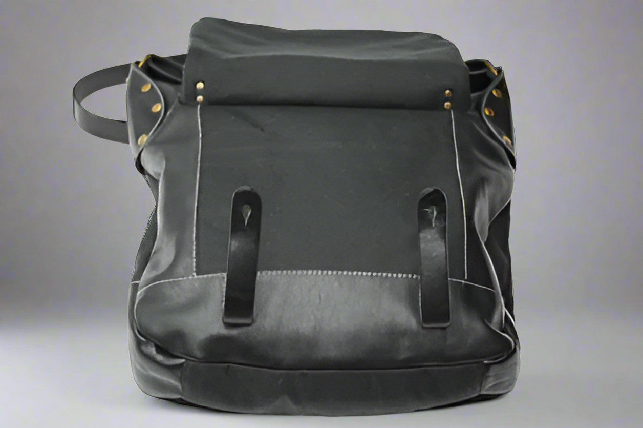 Premium Leather Front Pouch Bag - Black | Crossbody Waist Pack for Travel, Hiking & Everyday Use