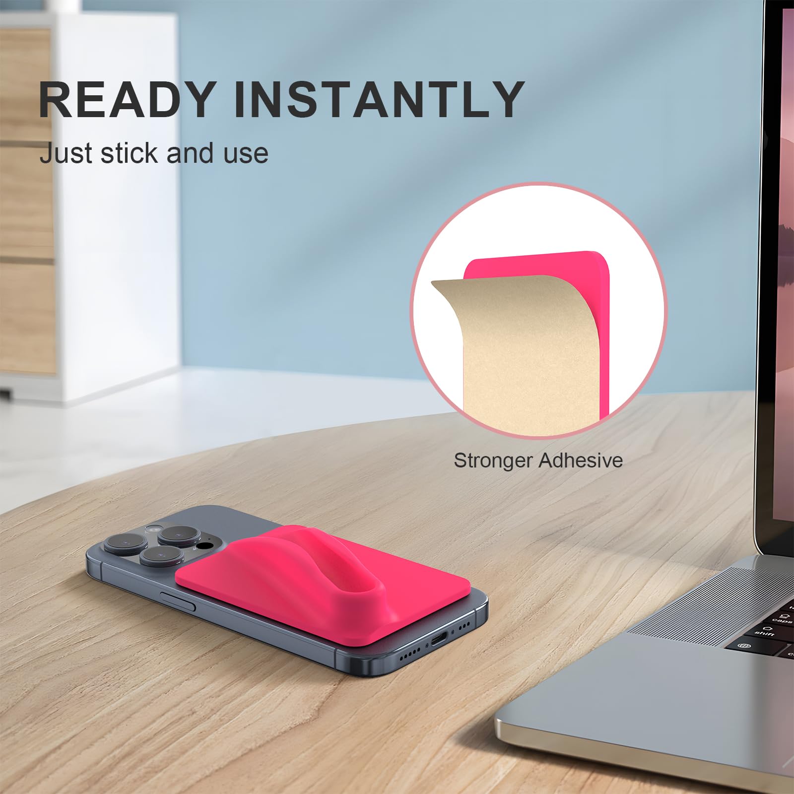 DOB SECHS Silicone Phone Lipstick Holder - Universal Adhesive Back Sticker for iPhone & Android - Dark Peach - Perfect for Makeup Touch-Ups On-The-Go