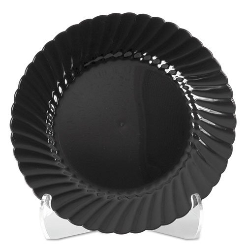 WNA CW75180BK Classicware 7.5-Inch Black Round Plastic Plates - 10 Plates per Pack, 18 Packs per Carton - Perfect for Parties, Picnics & Catering Events