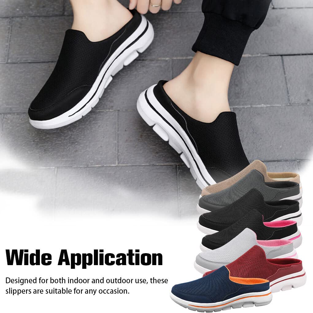 SUDNJIALQ Women's Breathable Mesh Slides - Casual Summer Slippers for Indoor/Outdoor Wear, Travel & Parties (Red, Size 40) - Perfect for Beach, Poolside & Home Comfort