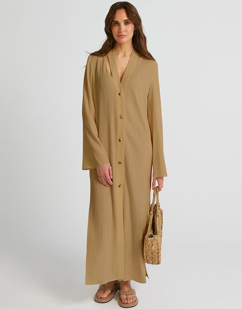 Elegant Beige Designer Maxi Dress for Women - Chic & Heavy Fancy Long Dress for Parties, Weddings & Special Occasions