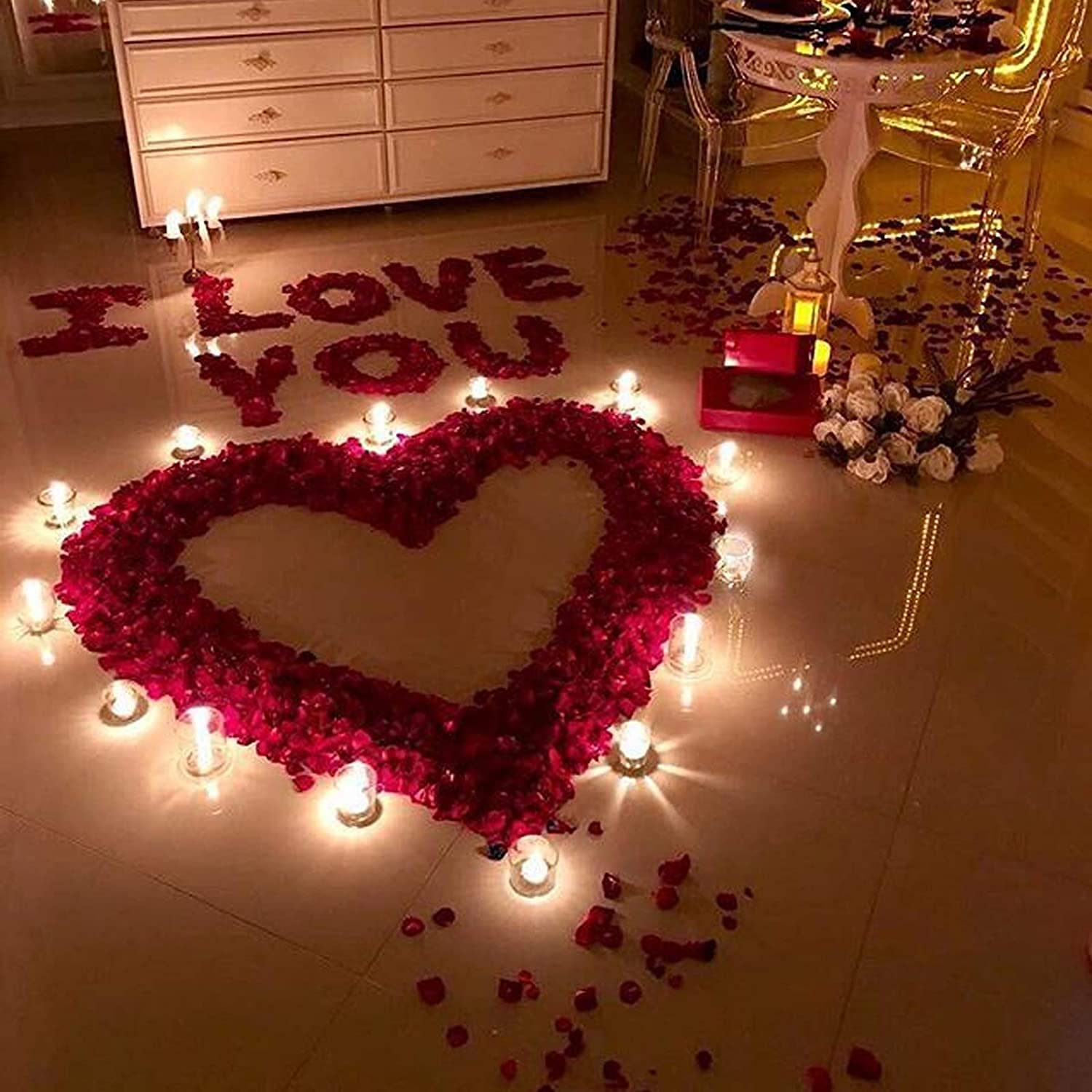 2000PCS Fake Rose Petals - Wine Red Artificial Flower Petals for Wedding Decor, Valentine's Day, Anniversary, Birthday Party & Romantic Special Nights - Perfect for Table Scatter, Aisle Decor, Photo Backdrops & Romantic Proposals