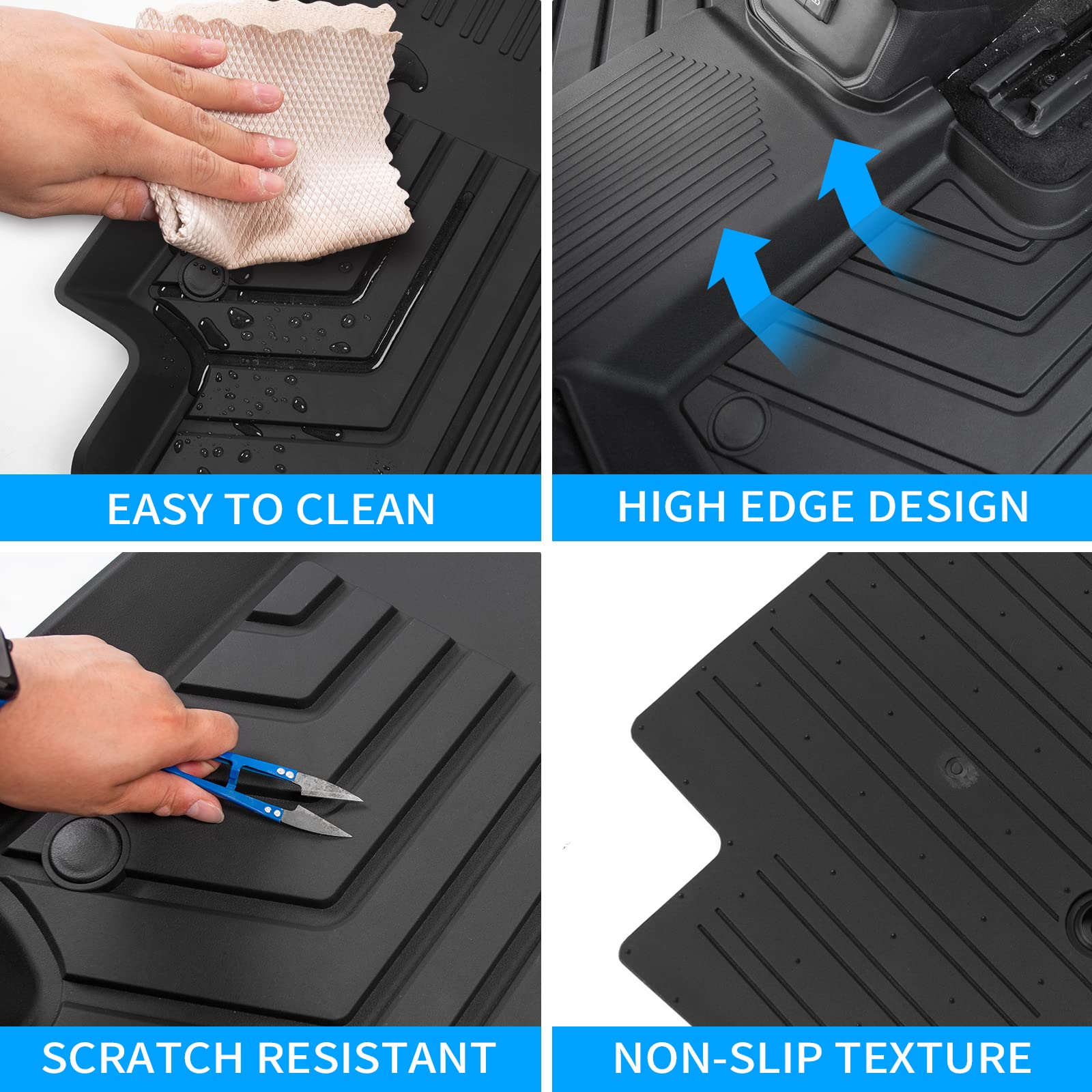 All-Weather TPE Floor Mats for 2020-2025 Toyota Highlander 3-Row SUV | Custom Fit 7-Seater Car Accessories | Durable Protection for Mud, Snow & Spills