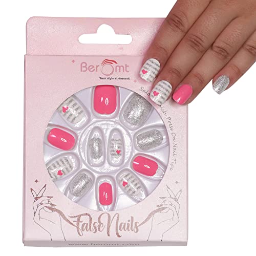 Beromt Full Set Fake Nails - Beautiful Multicolor Printed Press-On Nails for Kids (BFN79KN) | Perfect for Birthday Parties, Halloween Costumes & Dress-Up Play