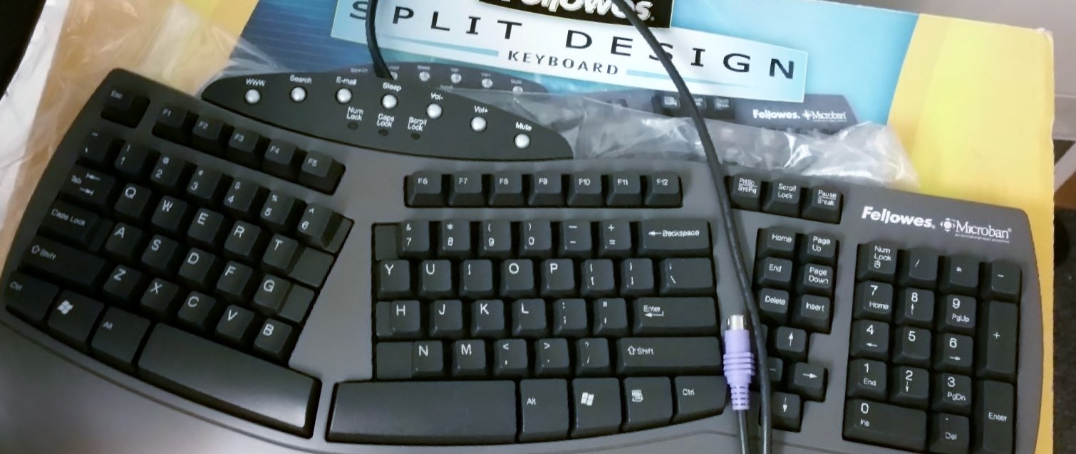 Fellowes Microban Antimicrobial Split Design Wired Keyboard - Dark Gray (FEL9891503) | Ergonomic Office Keyboard for Comfortable Typing at Home or Work