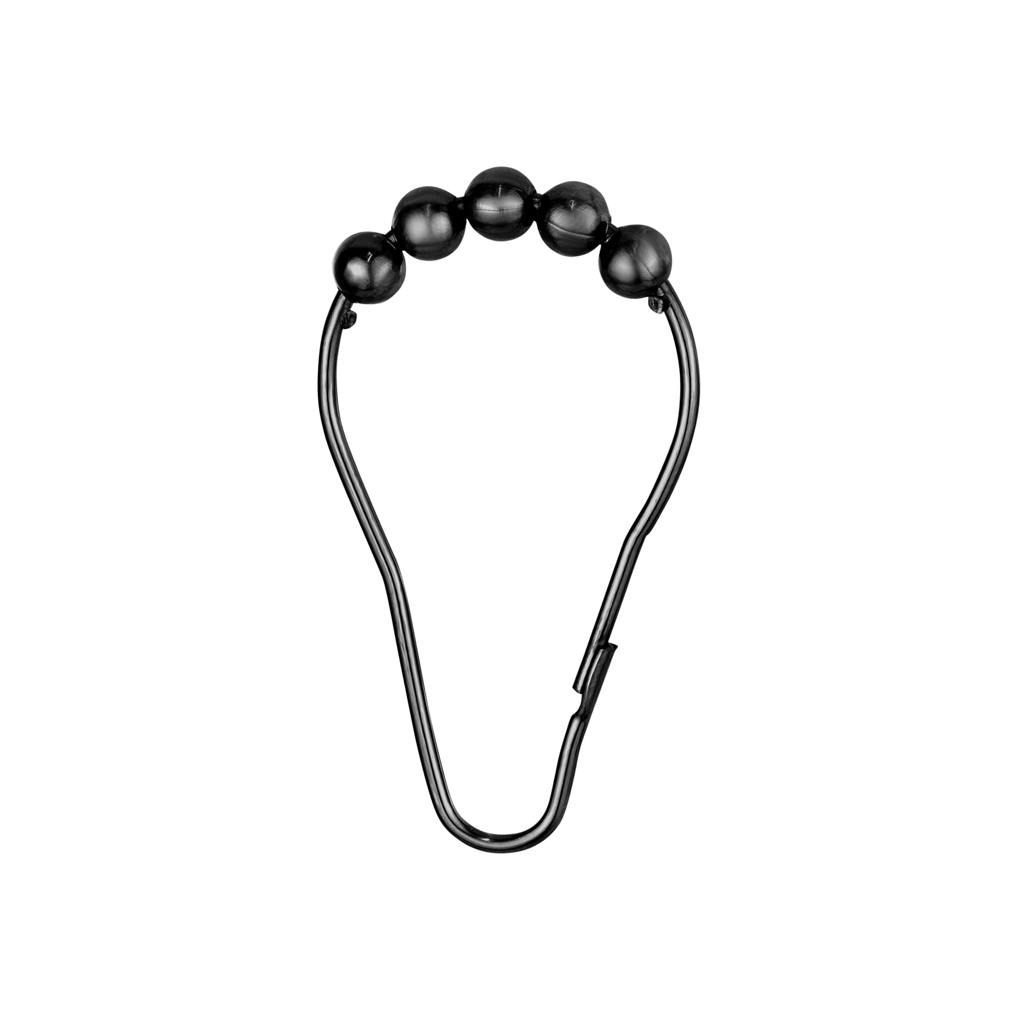 12-Pack Matte Black Metal Roller Shower Curtain Hooks - Rust-Resistant Decorative Rings for Double Rolling Curtains, Bathroom Rod & Hangers - Perfect for Modern Bathroom & Spa Decor