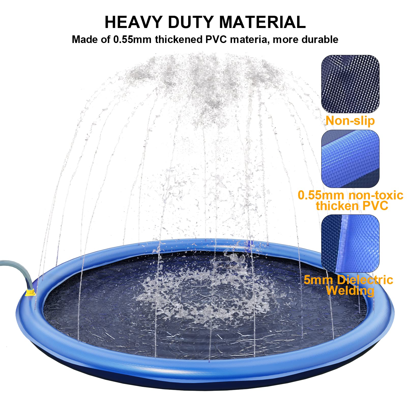 Non-Slip Thickened Splash Pad for Small Dogs - Durable Outdoor Pet Sprinkler Pool, Summer Water Play Mat & Backyard Fountain Toy for Puppies, Perfect for Gardens, Patios, and Pet Playdates