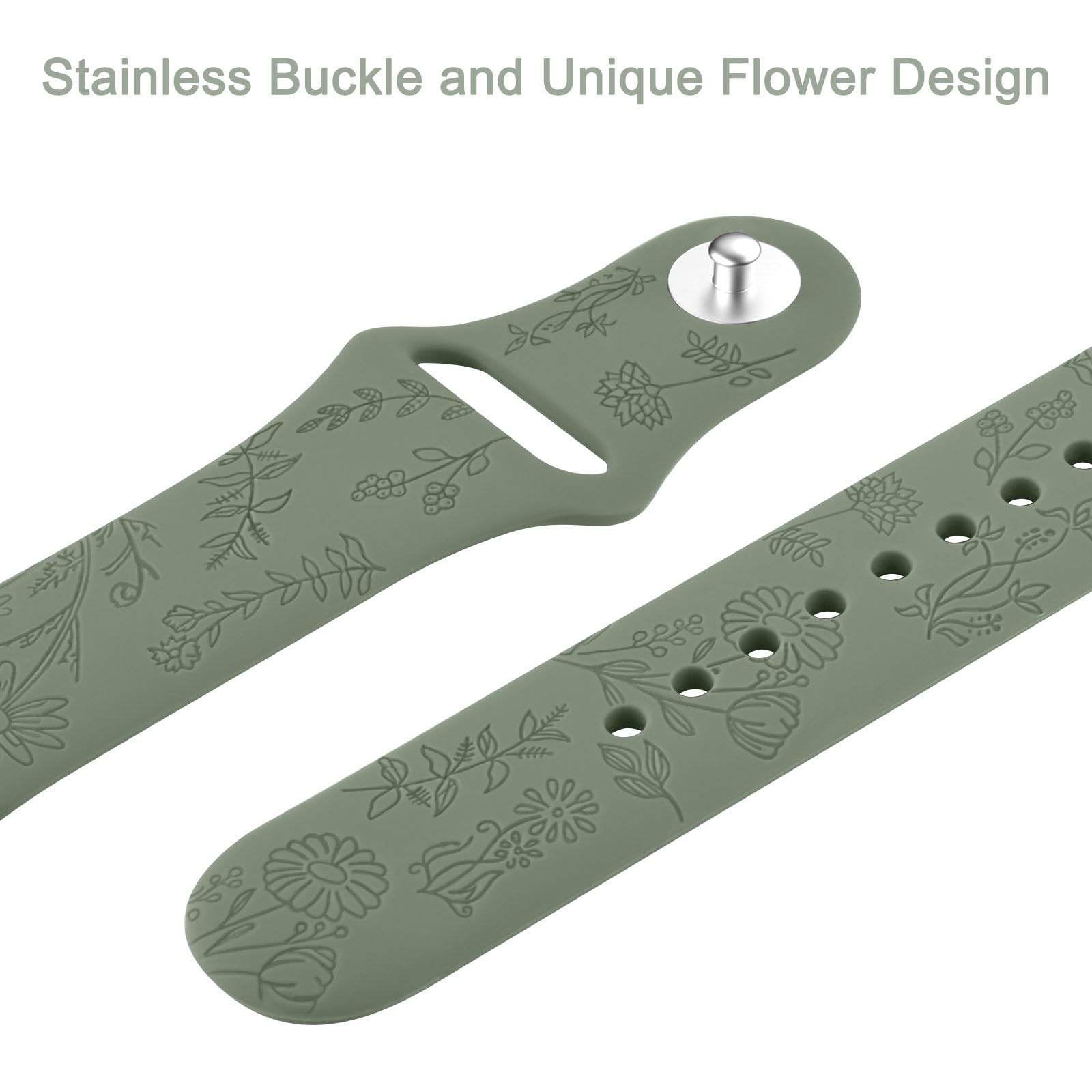 Premium Flower Engraved Silicone Watch Bands for Garmin Vivoactive 5 & Vivoactive 3 - Soft Replacement Strap Compatible with Vivoactive 3 Music Smartwatch - Perfect for Workouts, Running & Everyday Wear