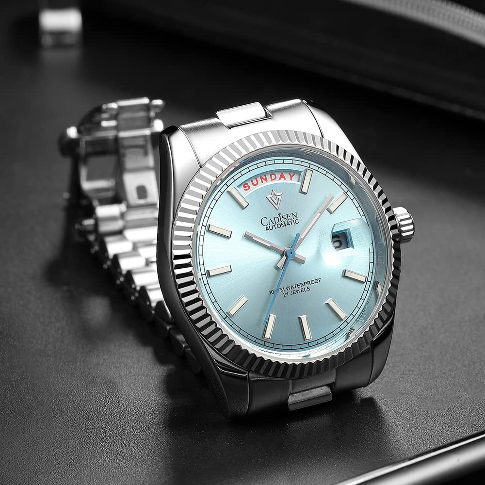 CADISEN Men's Automatic Watch - Sapphire Crystal Luxury Mechanical Wristwatch, Stainless Steel Waterproof Dress Watch for Business & Casual Wear | Perfect for Office, Dating & Formal Events