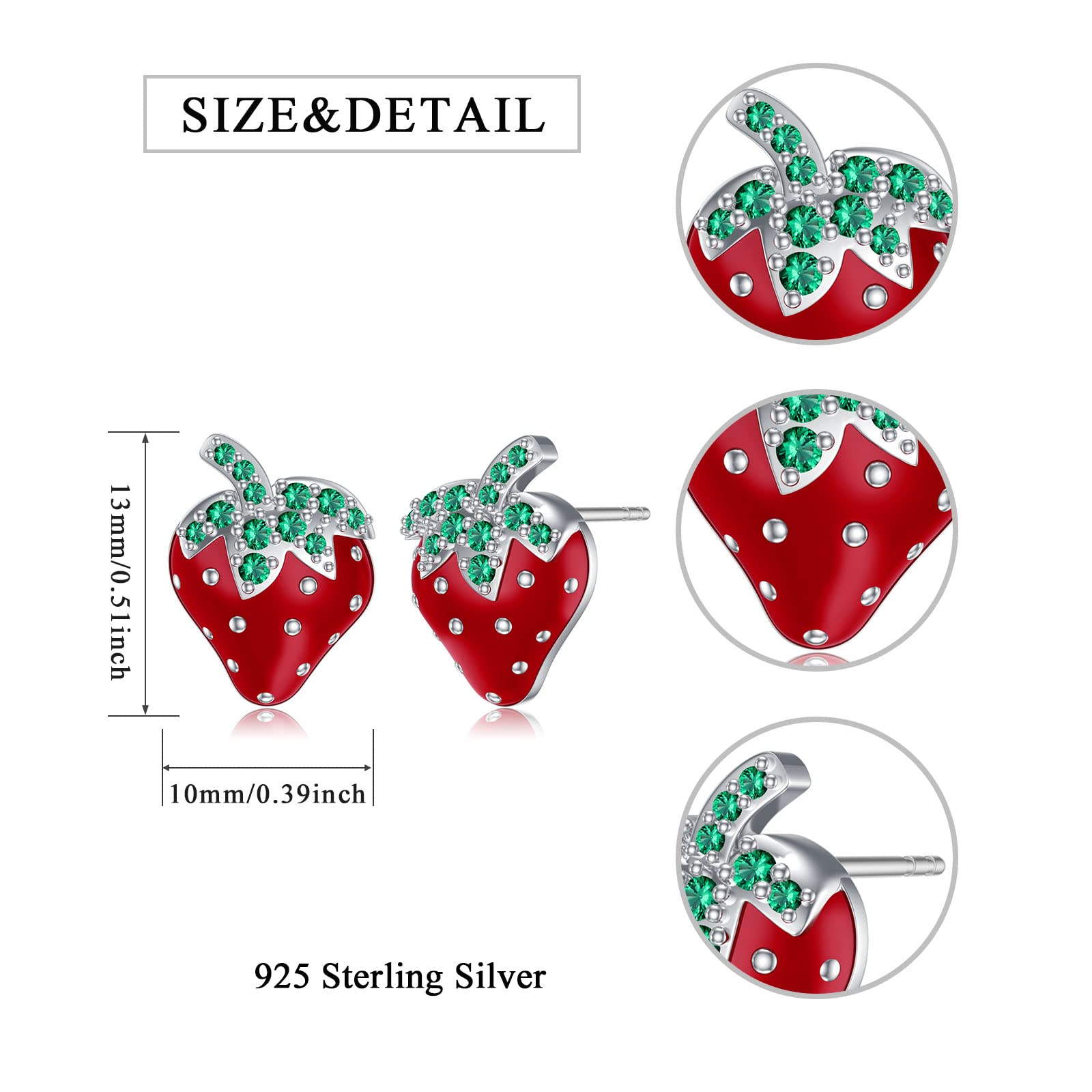 Sterling Silver Fruit Stud Earrings - Cherry, Lemon, Watermelon, Pineapple, Strawberry, Mushroom, Cheese, Cupcake & Donut Designs | Hypoallergenic Jewelry Gifts for Women & Girls | Perfect for Everyday Wear, Parties & Special Occasions