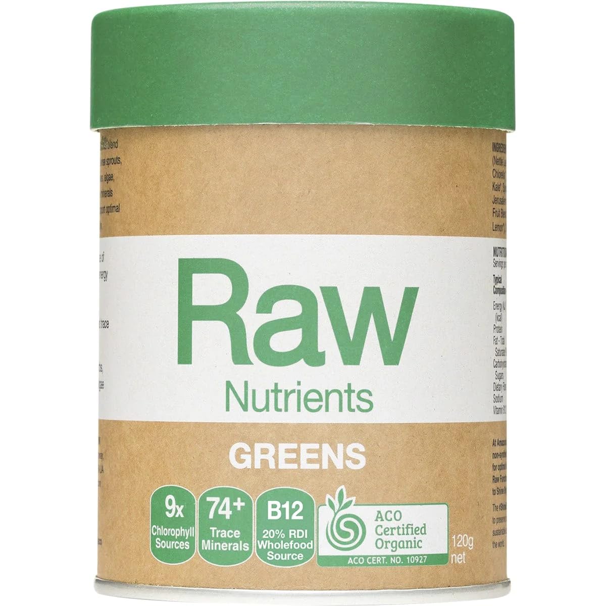 Organic Raw Prebiotic Greens Powder - 120g Superfood Supplement for Gut Health & Digestion | Vegan, Gluten-Free | Boost Energy & Immunity for Active Lifestyles