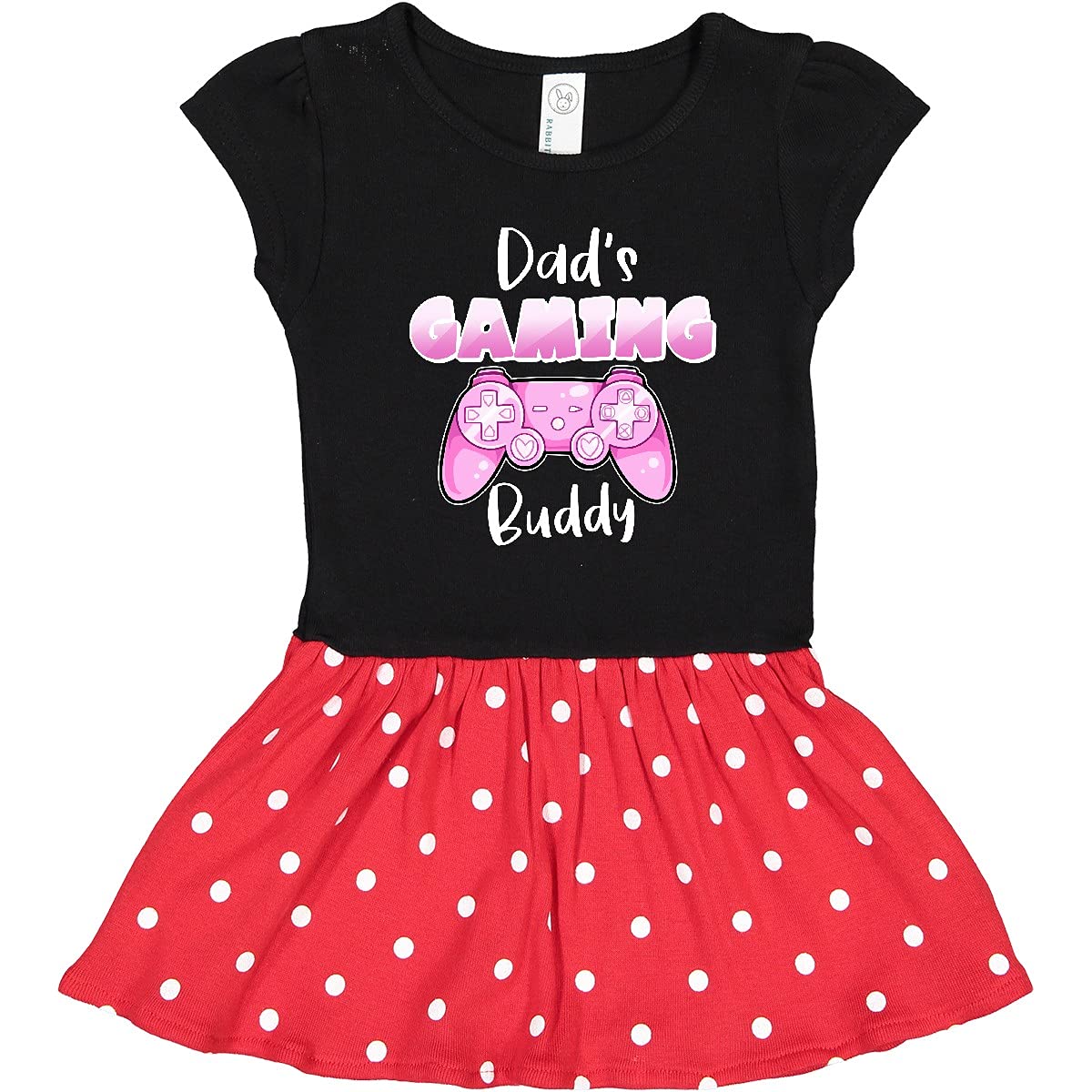 Inktastic Dad's Gaming Buddy - Pink Controller Toddler Dress for Girls | Cute Gamer Baby Outfit | Father's Day Gift Idea | Playtime & Family Game Night Outfit