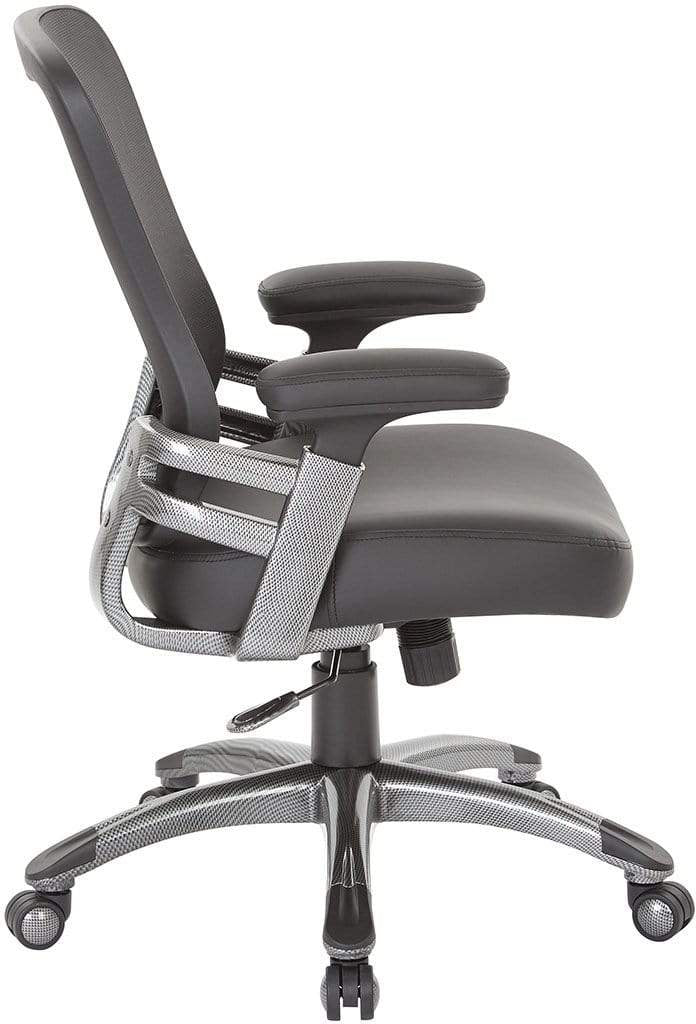 Office Star Faux Leather Mesh Back Manager’s Chair with Adjustable Height & Tilt [EMH6918T] - Ergonomic Office Chair for Home & Business Workspaces