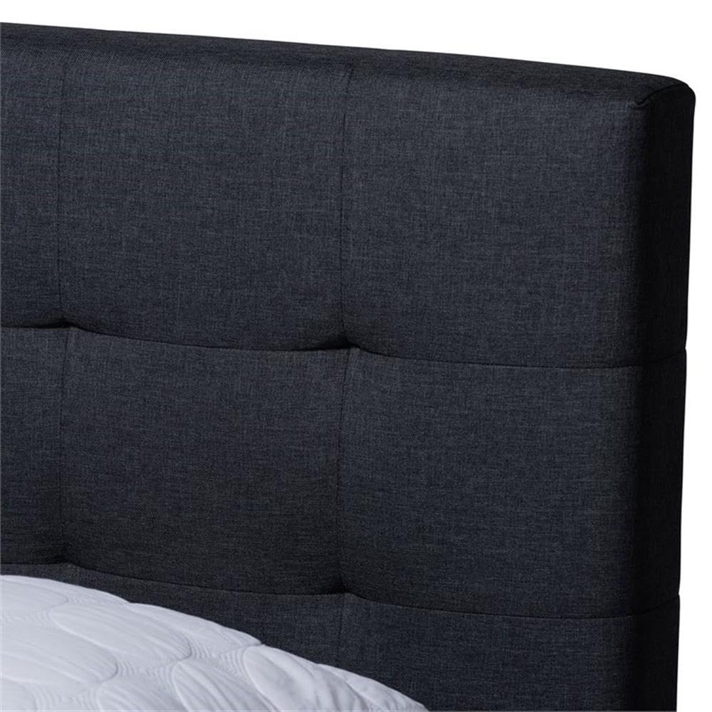BOWERY HILL Queen Size Dark Grey Platform Bed Frame with 2 Nightstands - Modern Bedroom Furniture Set for Small Spaces & Guest Rooms