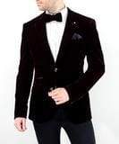 Cavani Sicily Wine Velvet Slim Fit Blazer for Men - Elegant Formal Jacket for Weddings, Parties & Business Events