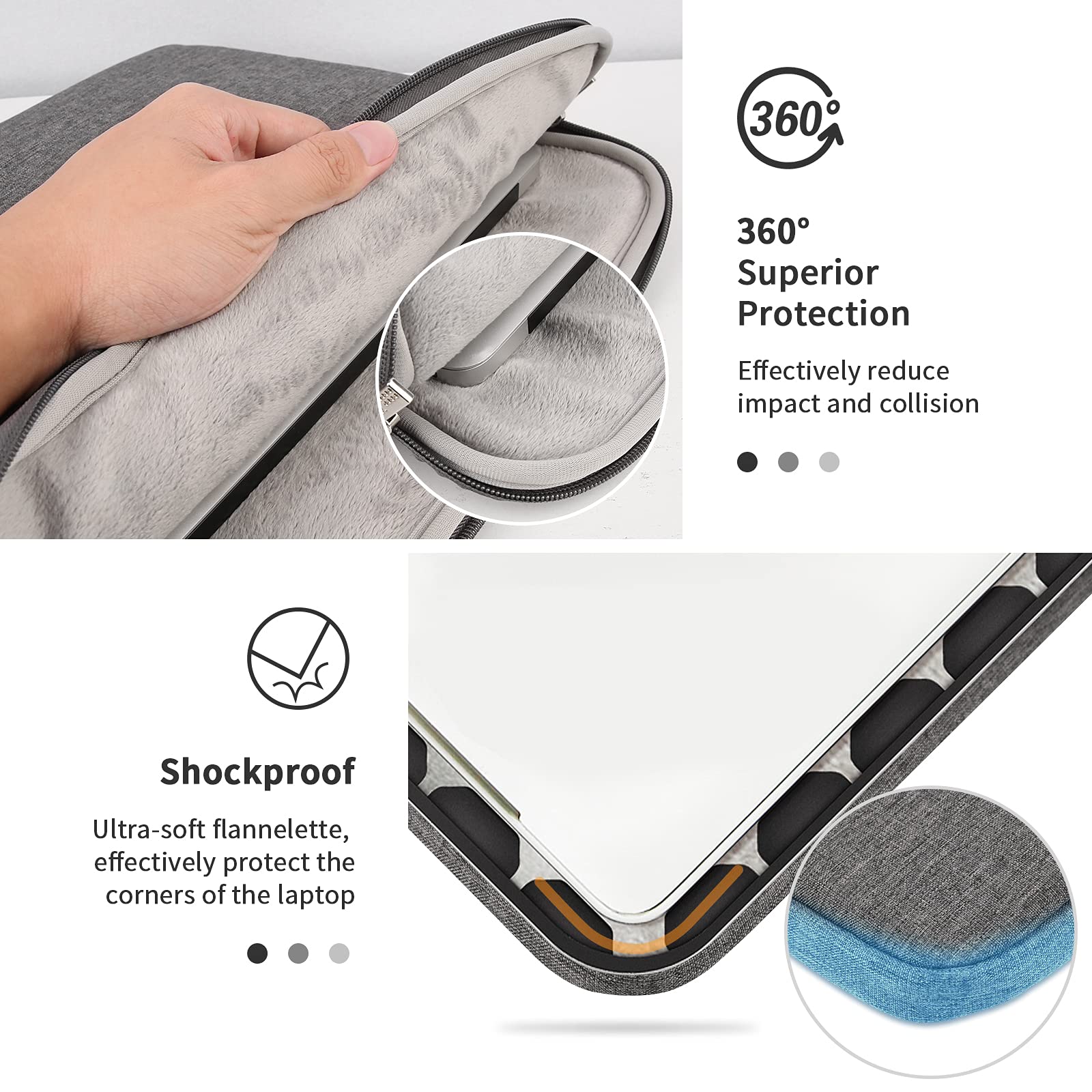 YXLILI 15.6 Inch Laptop Sleeve - Shockproof Protective Case with Soft Lining & Handle for MacBook Pro/Air, HP, Acer, Asus, Lenovo, Dell, Chromebook - Perfect for Travel, Office & School Use