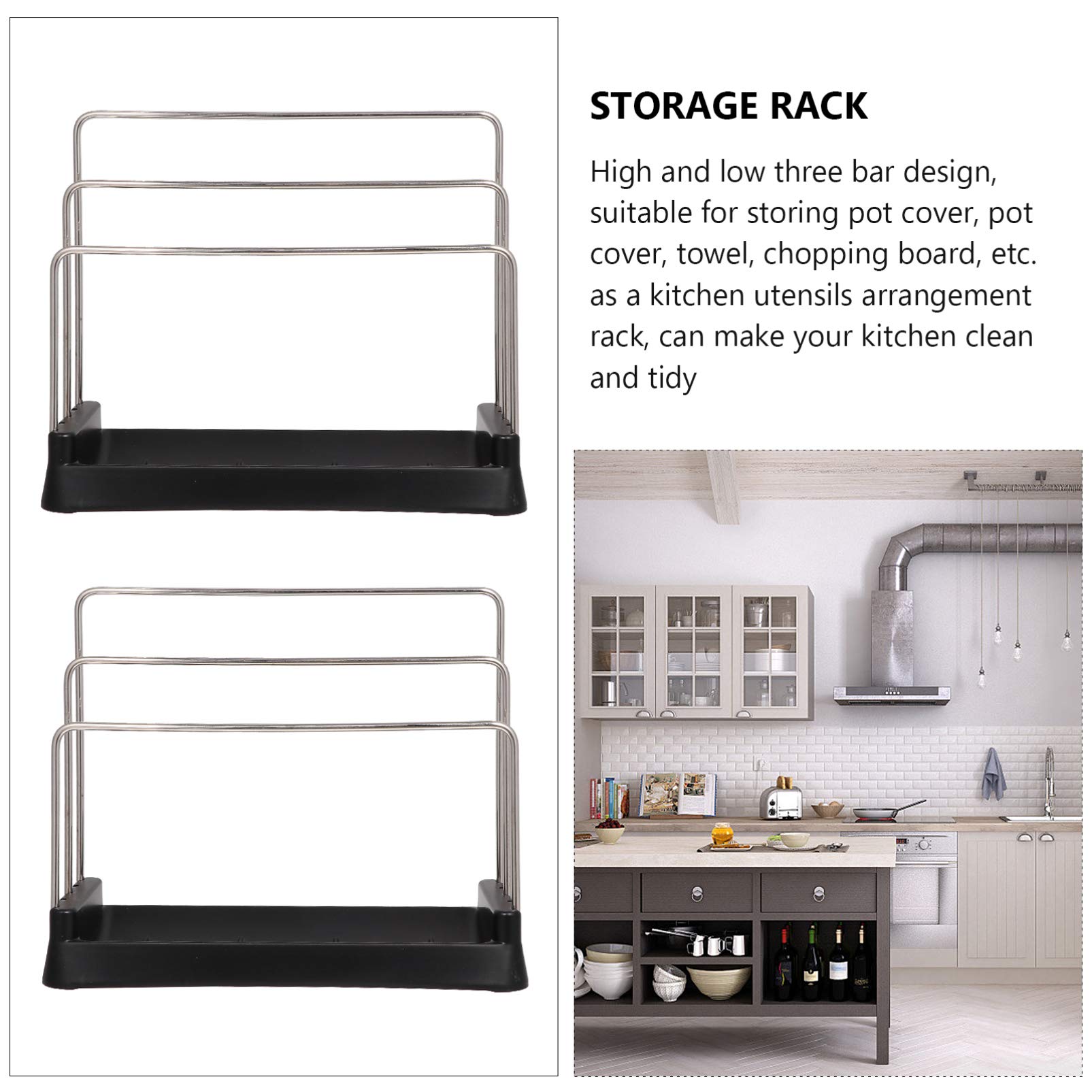 Premium Metal Cookware Organizer Rack - Sturdy Storage Shelf for Pots, Pans, Lids & Cutting Boards | Space-Saving Kitchen Cabinet Organizer | Perfect for Small Kitchens & Cluttered Cabinets