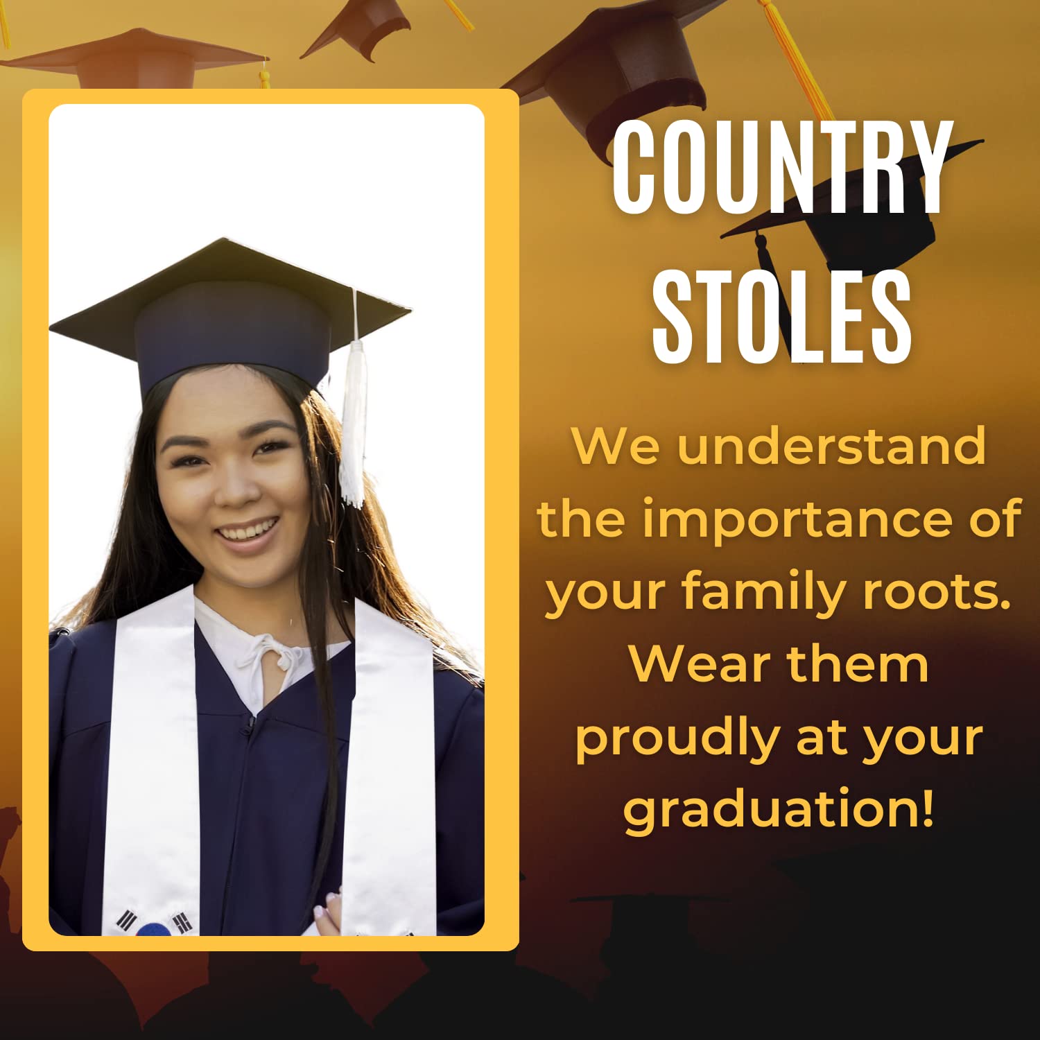 USA & International Flag Graduation Stole - Satin Graduation Sash for Graduates | Perfect for High School & College Commencement Ceremonies