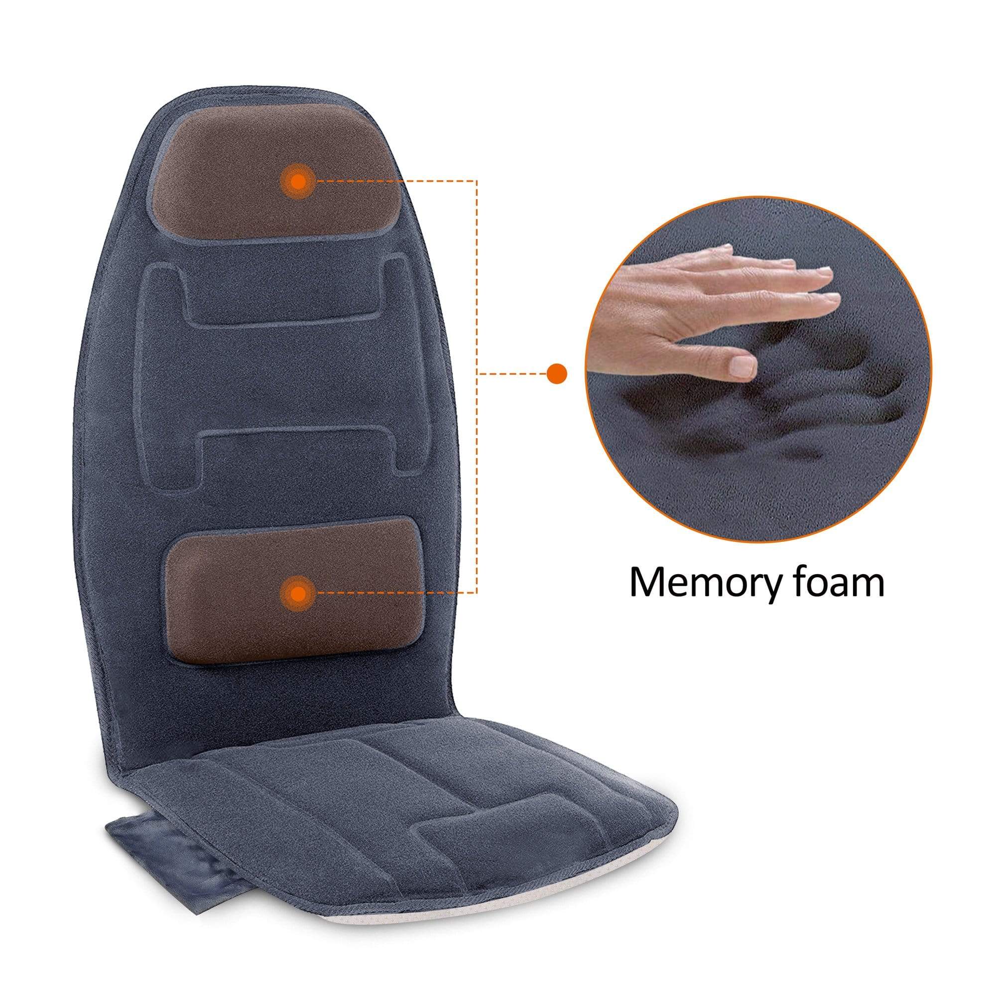 Snailax Heated Massage Seat Cushion with Memory Foam Support - Neck & Lumbar Pain Relief for Office Chair, Car Seat & Home Use