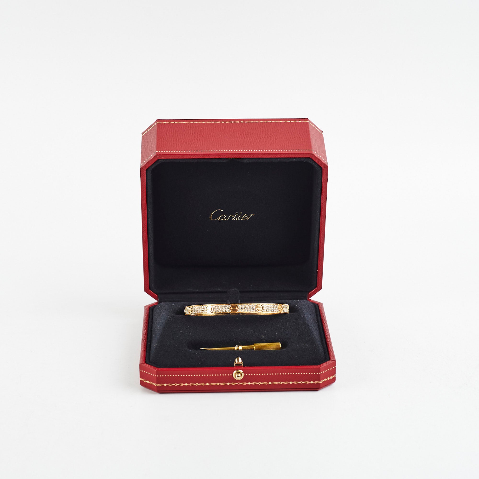 Cartier Love Bracelet 18K Yellow Gold Pave Diamond Size 19 - Luxury Jewelry for Women, Anniversary Gift & Special Occasions