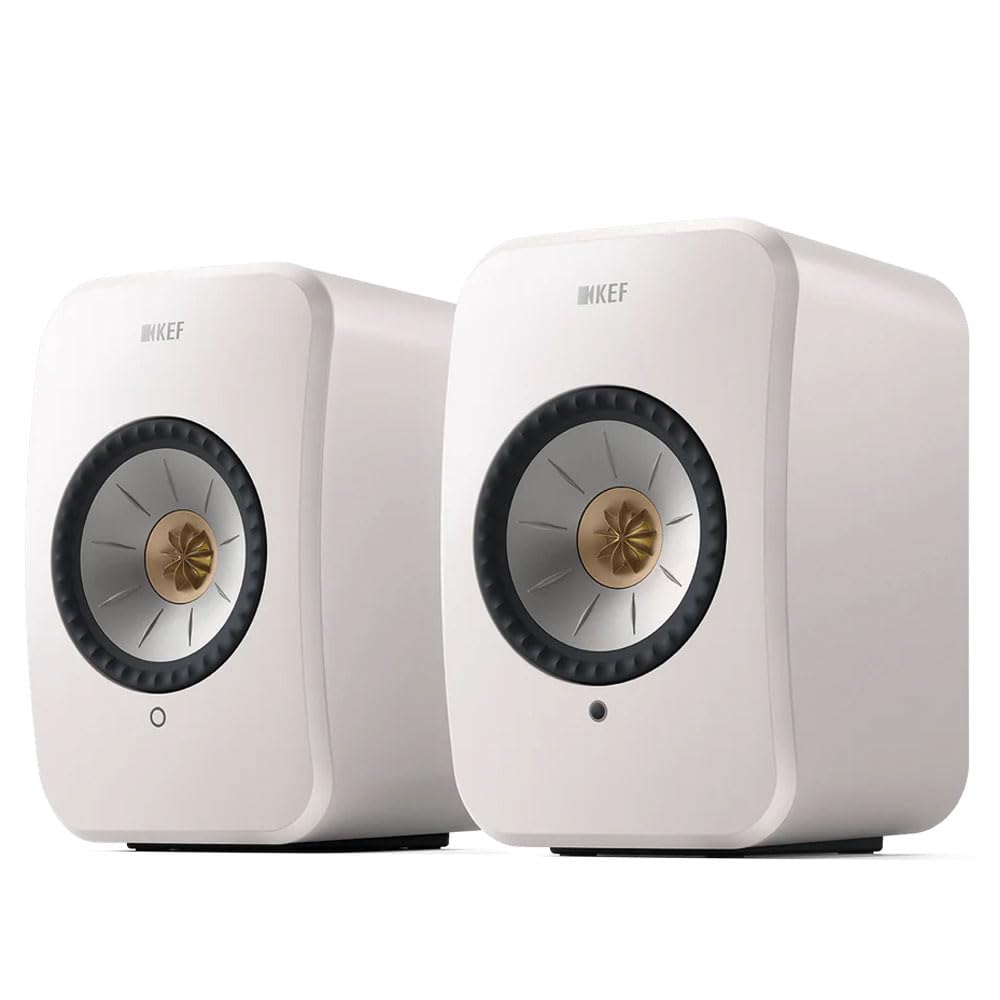 KEF LSX II Wireless HiFi Speaker System - Premium Bluetooth Bookshelf Speakers with High Resolution Audio (Mineral White) | Perfect for Home Theater, Music Studio & Office Sound System