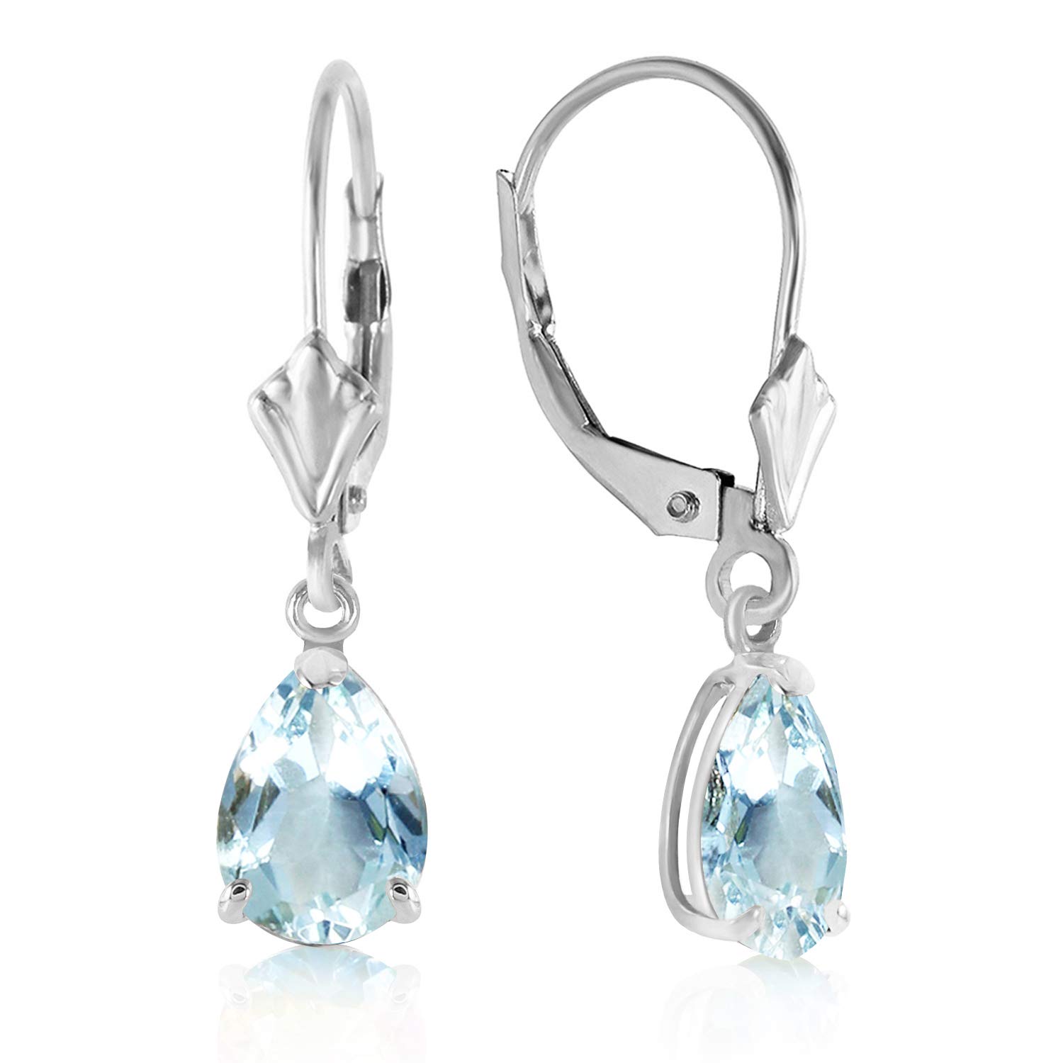 2.85 Carat 14k Solid White Gold Aquamarine Earrings for Women - Elegant Handmade Jewelry for Weddings, Parties & Special Occasions