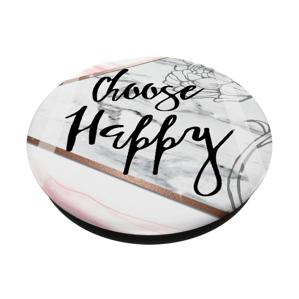 Choose Happy - Positive Women Girl Phone PopSockets PopGrip: Swappable Grip for Phones & Tablets | Perfect for Daily Use, Travel, and Selfies