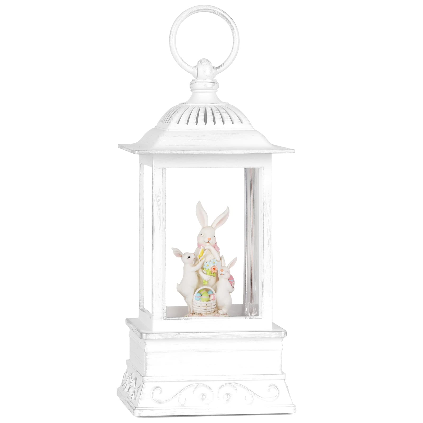 Easter Snow Globe with Lighted Glitter Bunny - Spring Home Decorations for Living Room, Table Centerpiece, and Holiday Gift