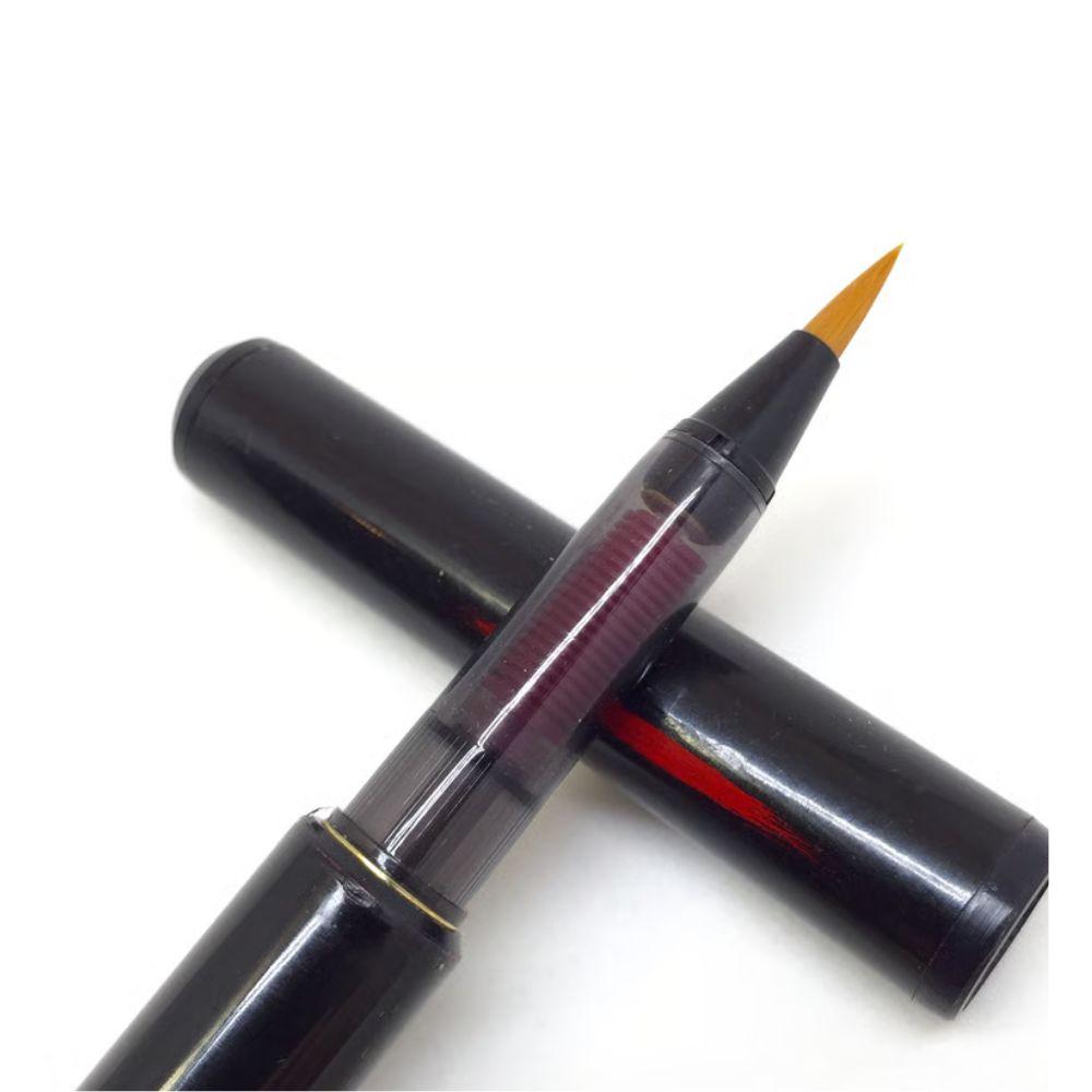 Akashiya Natural Bamboo Brush Black Lacquer Finish Calligraphy Pen with Wooden Gift Box - Perfect for Japanese Calligraphy, Art Projects & Zen Writing Practice