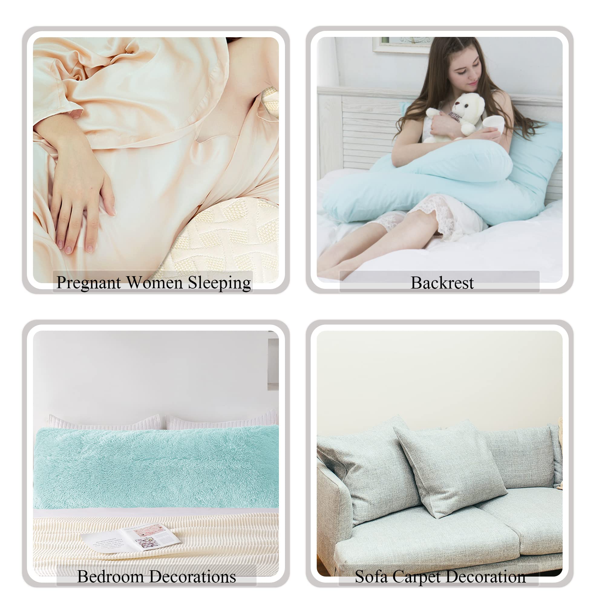 Soft Faux Fur Body Pillow Cover with Zipper - 21x54 Inch Sherpa Luxury Pillowcase for Adults & Kids - Light Grey - Perfect for Side Sleepers, Bedroom Decor & Cozy Nights