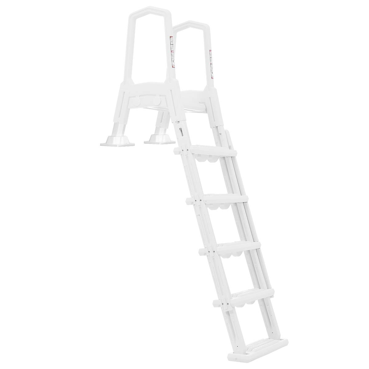 XtremepouwerUS Deluxe Adjustable In-Ground & Above Ground Swimming Pool Ladder with Non-Slip Steps - White | Perfect for Backyard Pools, Easy Entry & Exit for Adults & Kids