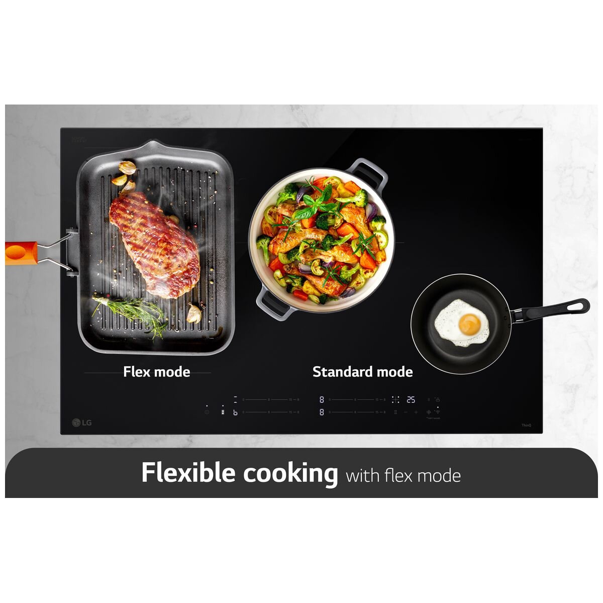 LG 80cm Series 7 Induction Cooktop with 4 Zones & 1 Flexi Zone - BCI807T4BG - Perfect for Modern Kitchens, Home Cooking & Professional Chefs