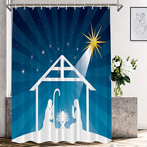 Christmas Nativity Little House Blue