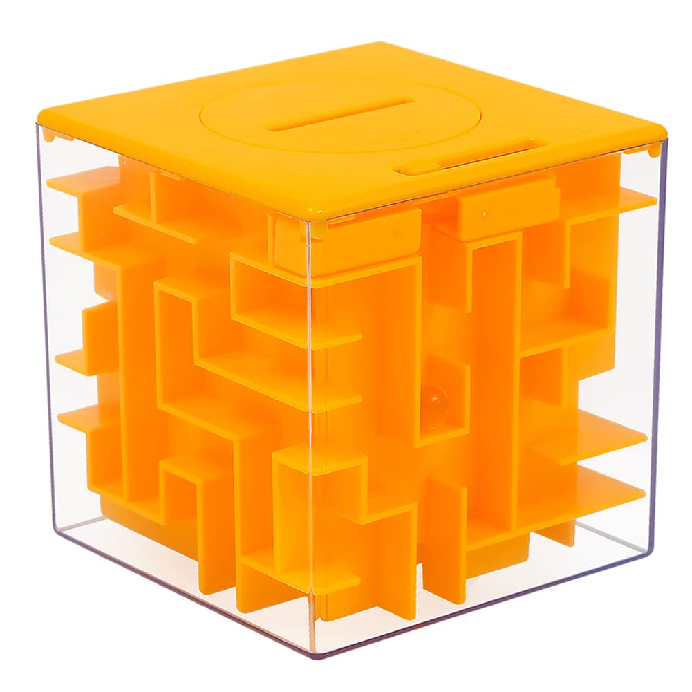ThinkMax Money Maze Puzzle Box for Kids & Adults - Fun Brain Teaser & Money Holder Gift (Orange) - Perfect for Parties, Gifts & Stress Relief