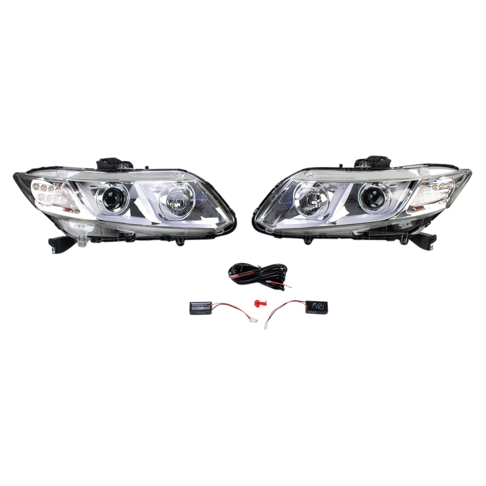 1A Auto Projector Headlight Lamp Assemblies with Clear Lens & Black Housing for 2014-2016 Toyota Tundra - DRL Daytime Running Lights - Upgrade Your Truck's Style & Night Visibility for Safer Driving
