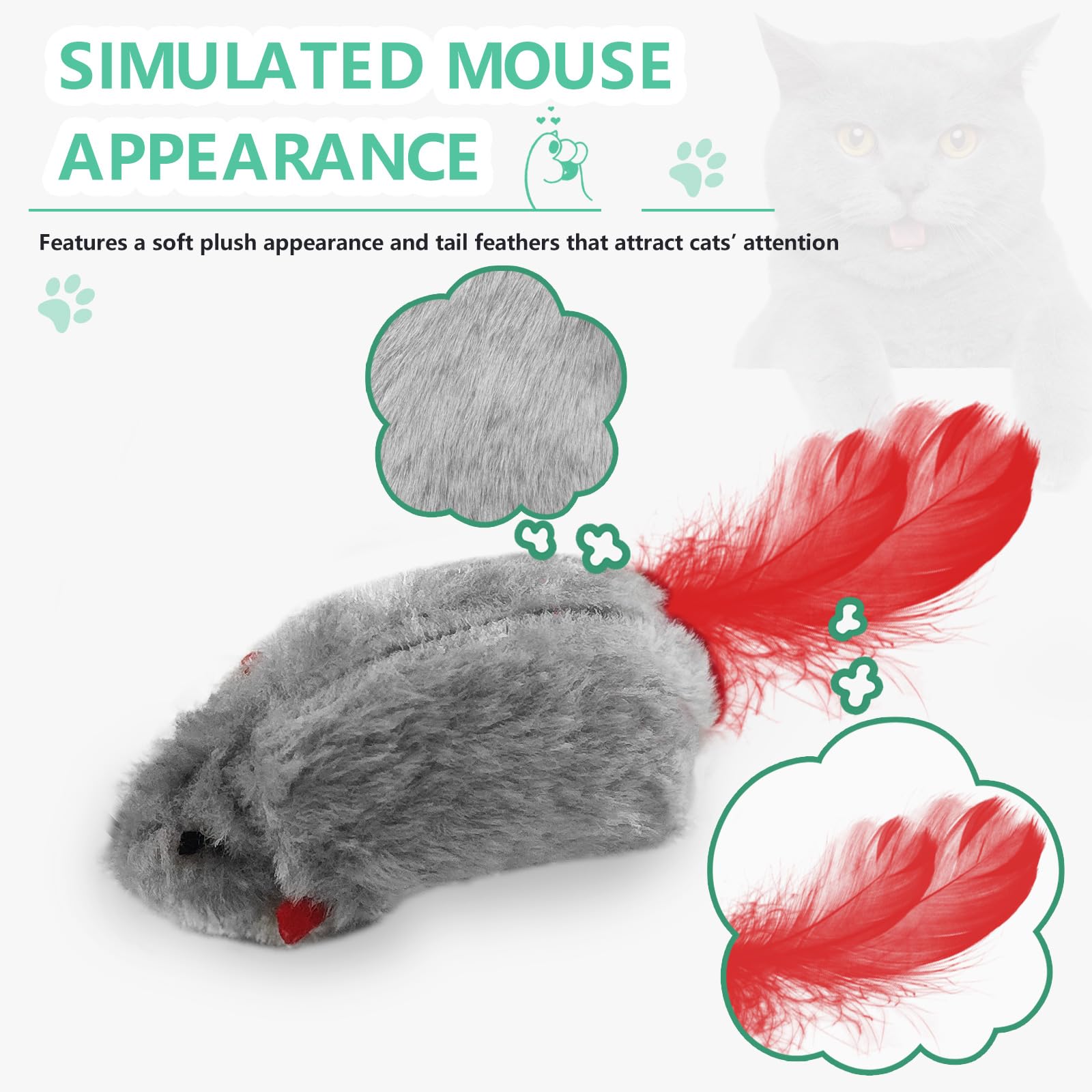 FYNIGO Self Play Cat Toys - 2 Pack Interactive Door Hanging Cat Mouse Toys with Squeaky Sound & Feather Tail - No Batteries Required - Indoor Cat Enrichment Toys for Bored Adult Cats - Perfect for Playtime, Exercise & Mental Stimulation