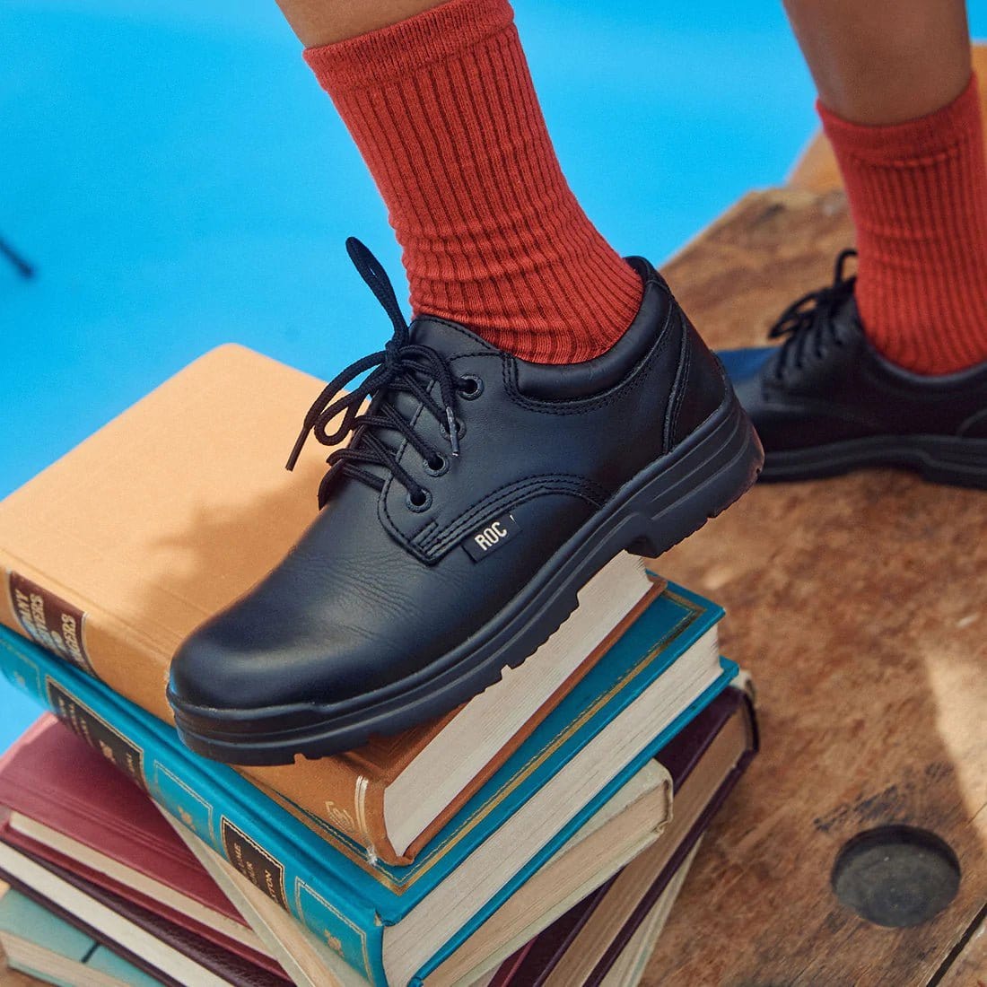 ROC BOOTS Junior Rigour Black Lace-Up Leather School Shoes for Boys & Girls - Comfortable & Durable Formal Footwear for Classroom, Uniform Dress Code & Daily Wear