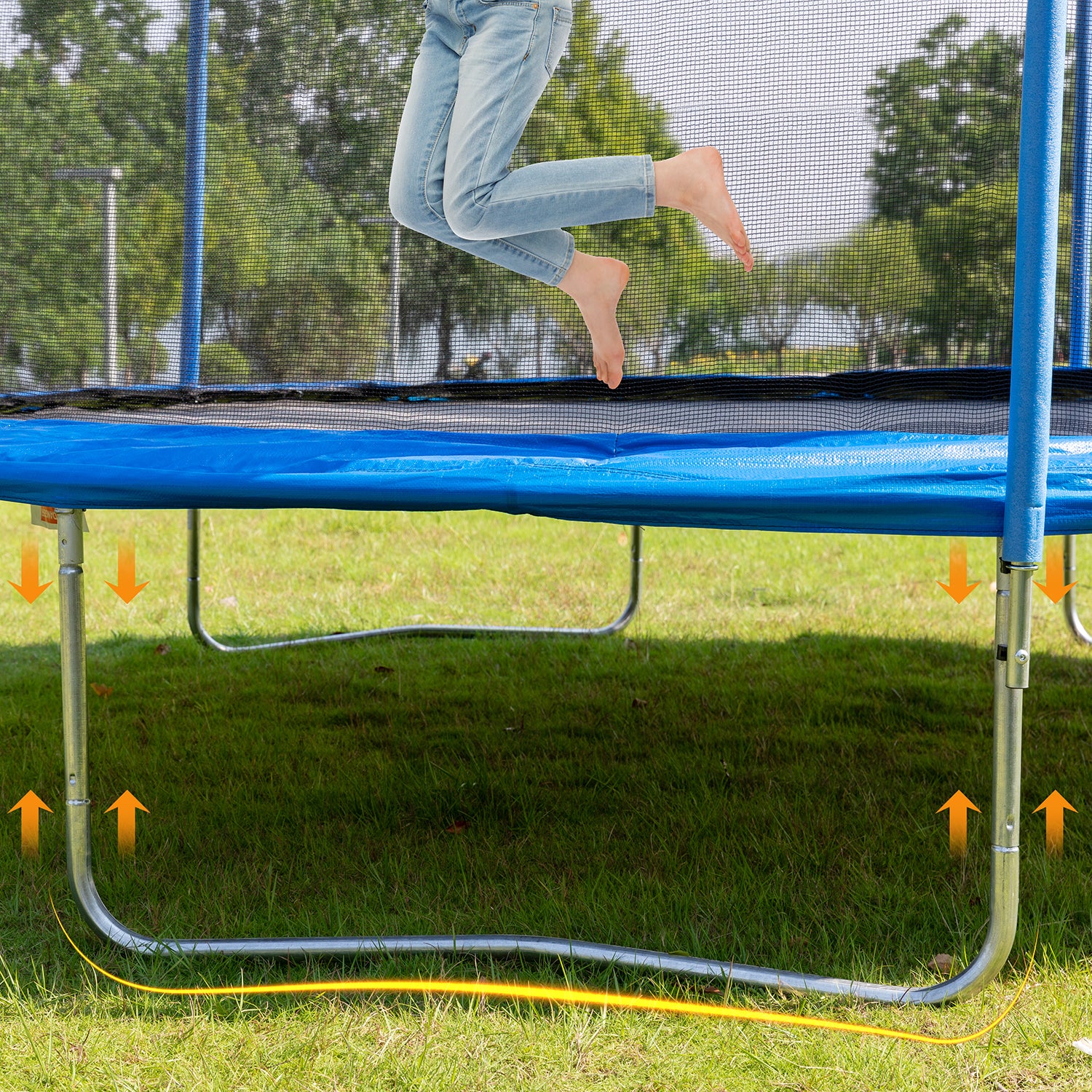 14FT Trampoline with Safety Enclosure Net - Heavy Duty Jumping Mat & Spring Padding for Kids & Adults - Outdoor Backyard Bounce Fun for Family Exercise & Playtime - Includes Ladder