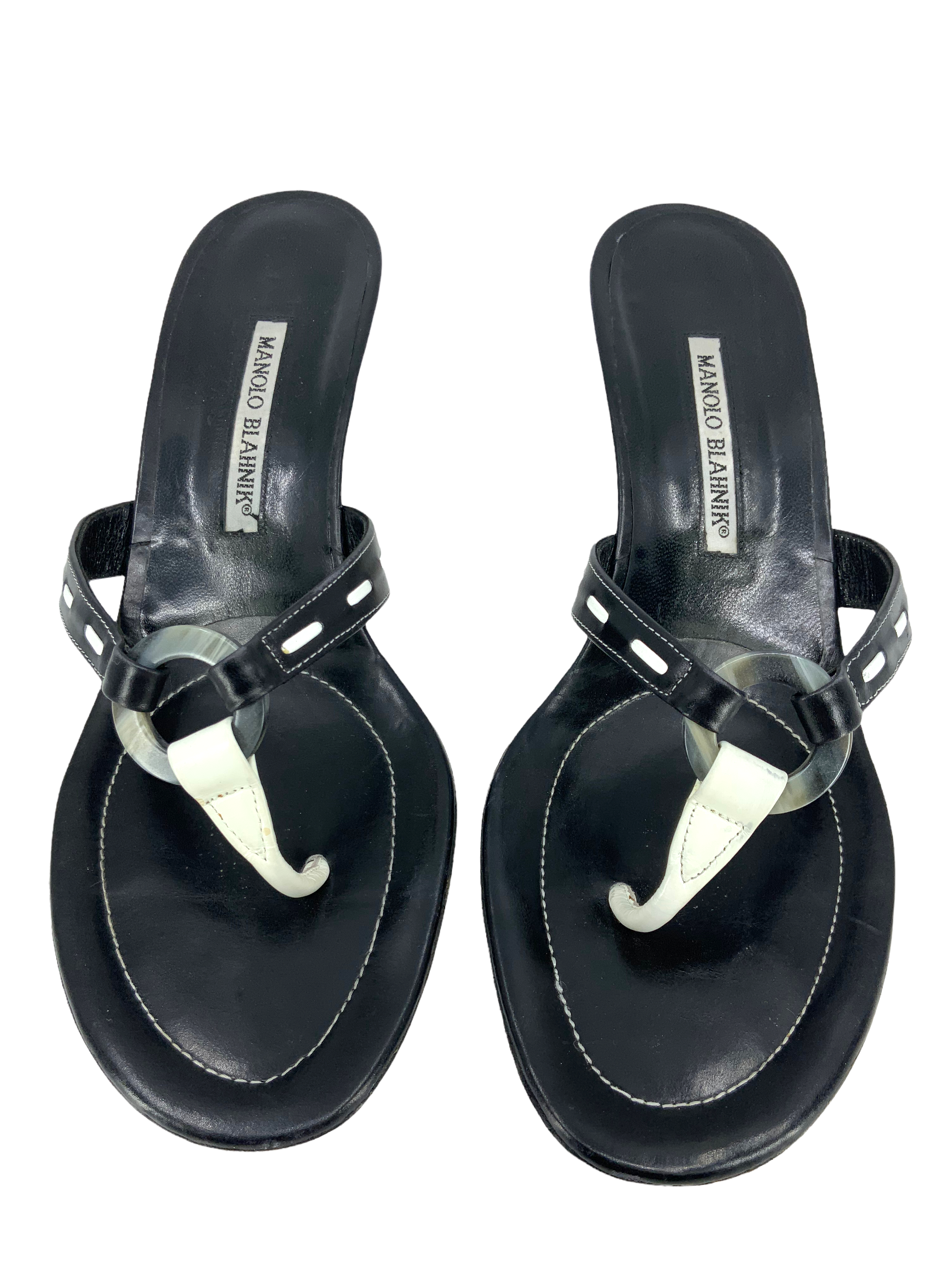 Manolo Blahnik Genuine Leather Thong Sandals for Women - Size 11 | Comfortable Flip Flops for Beach, Pool & Summer Outfits